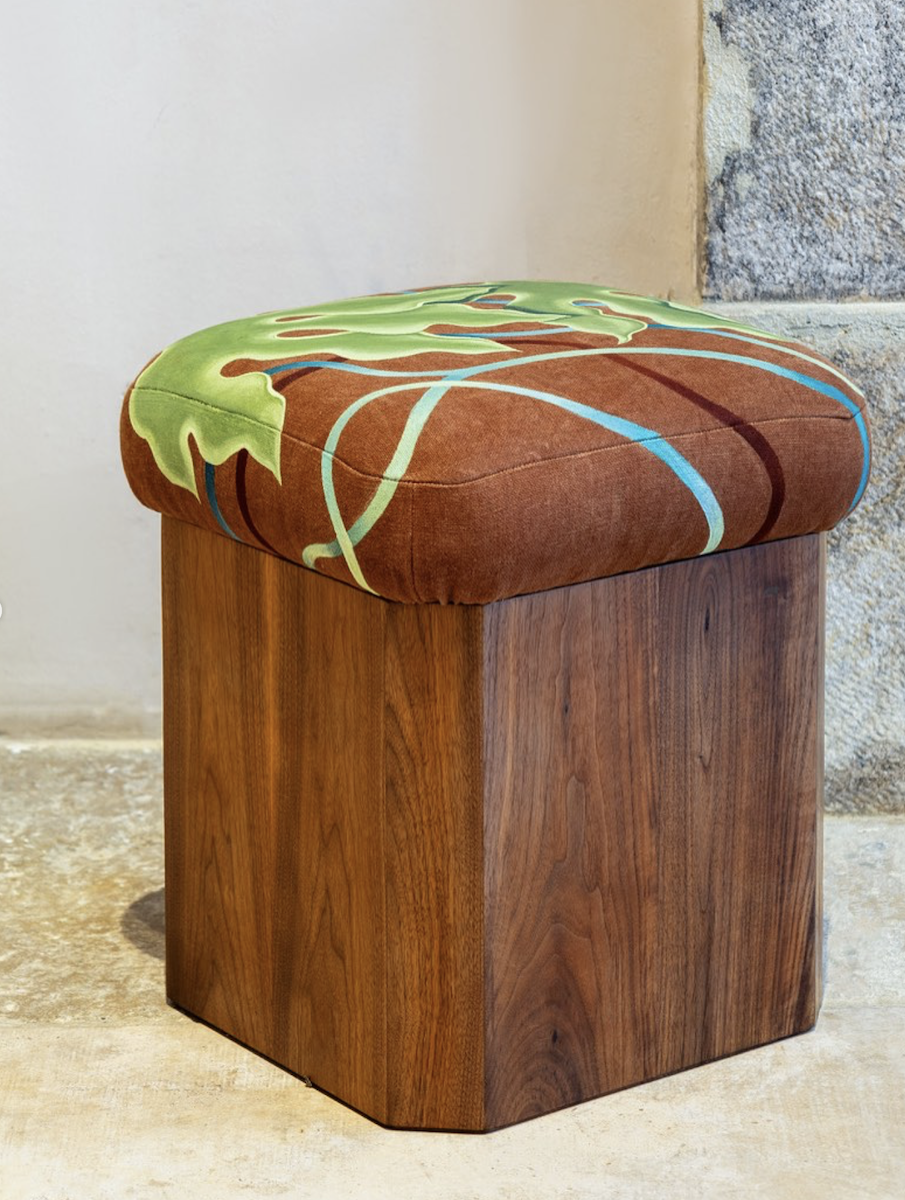 Hand-painted poufs Fungo x Flores Textile Studio