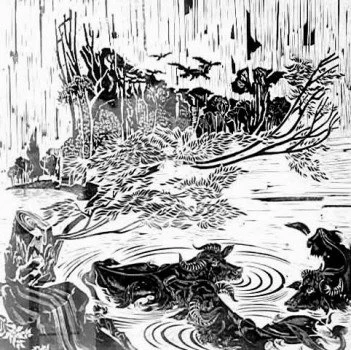 Buffalos in The Lapus River