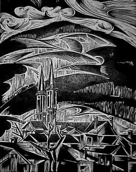 Landscape with the towers of Baia-Sprie church