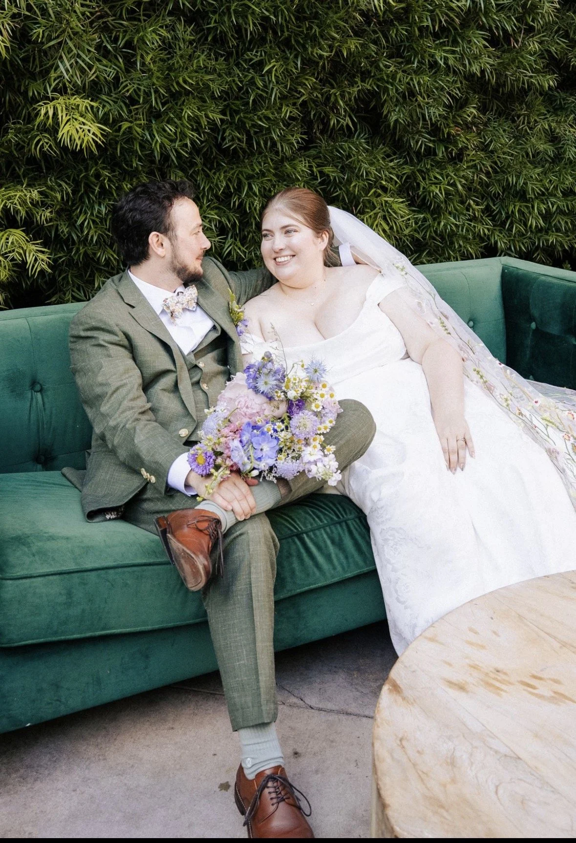 Newlyweds share a quiet moment for themselves