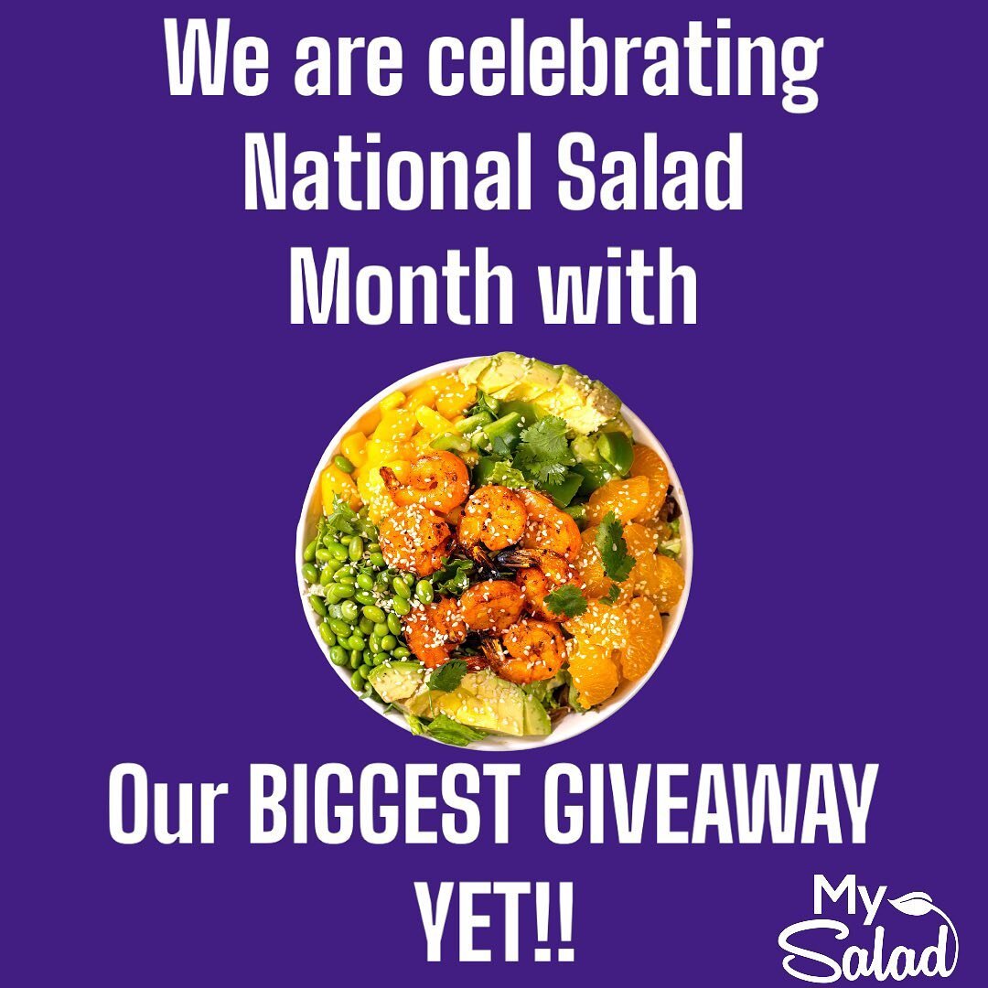 📢 WIN 1  FREE SALAD A MONTH FOR A YEAR!!🎉
We're celebrating National Salad Month with our biggest giveaway yet!
How it works:
1. Make sure you're following @mysaladnj 
2. Use #mysaladnj and tag us in a post or story of your favorite My Salad meal
3