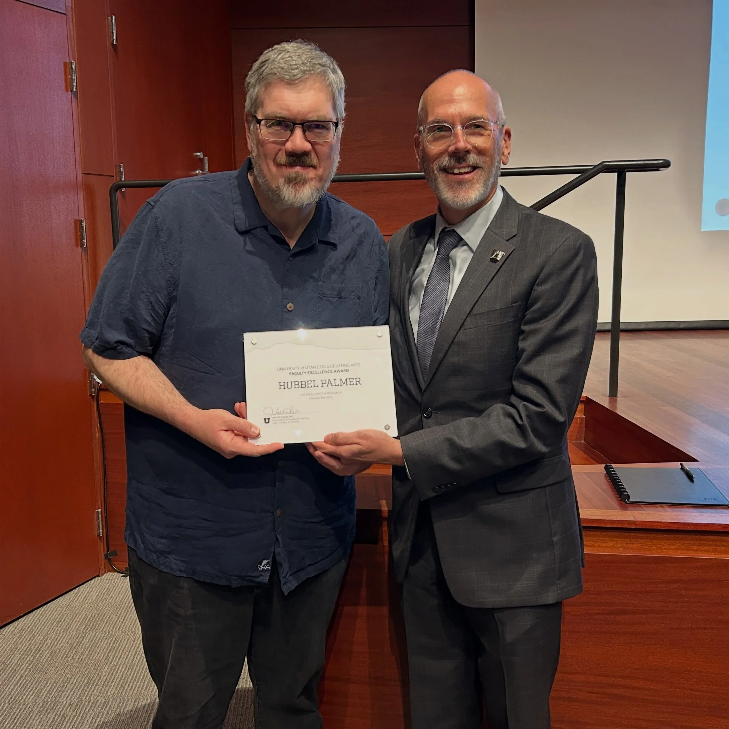Congratulations to our very own Hubbel Palmer, who was awarded this year&rsquo;s College of Fine Arts Faculty Excellence in Research Award! 

@uofufinearts