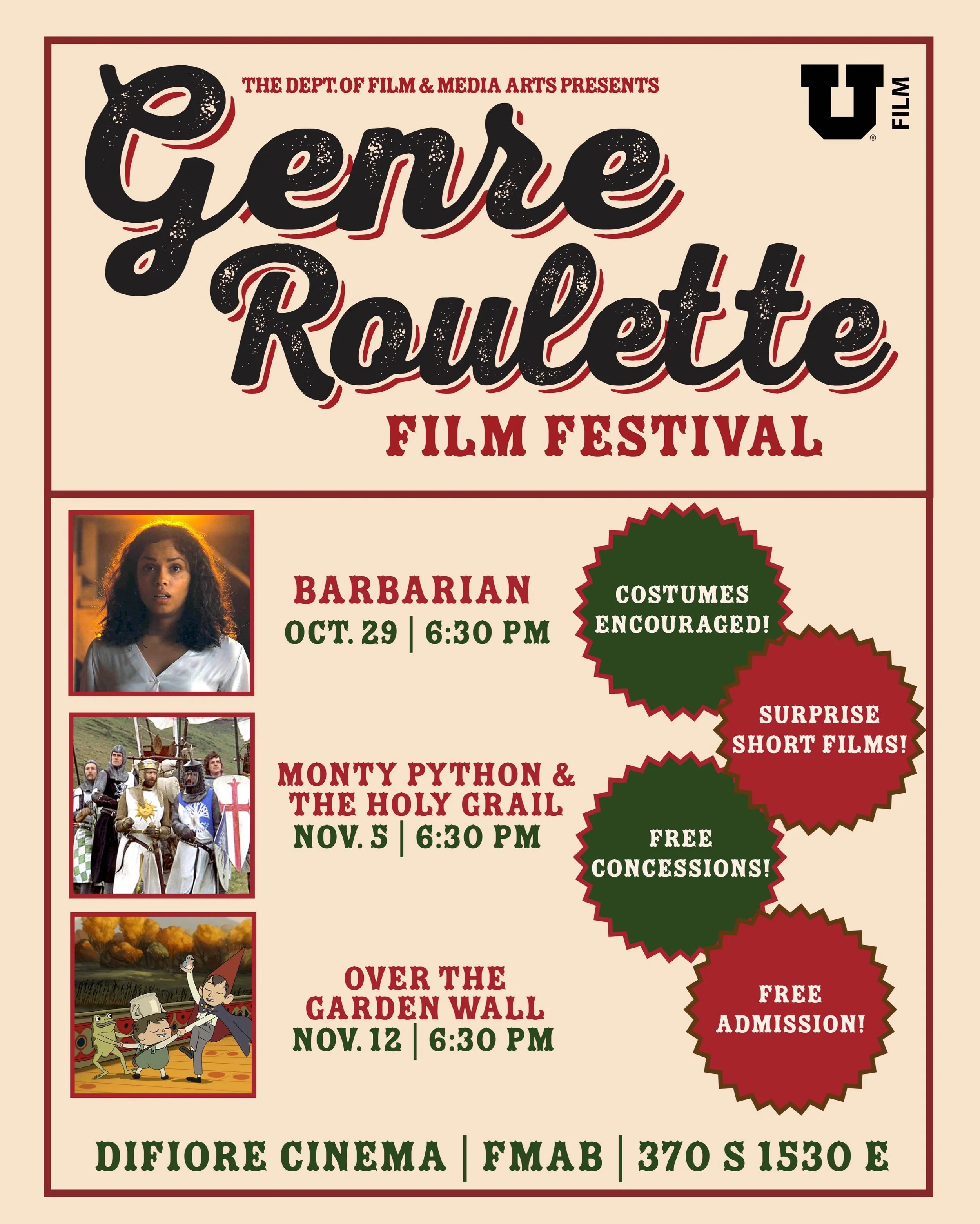 Have YOU seen Barbarian? Do you know about the TWIST(s)? Well, either you do and you want to watch it again, or you don&rsquo;t and should come to the Genre Roulette Film Festival to watch it on the big screen! Thursday, October 29 at 6:30pm. Admissi