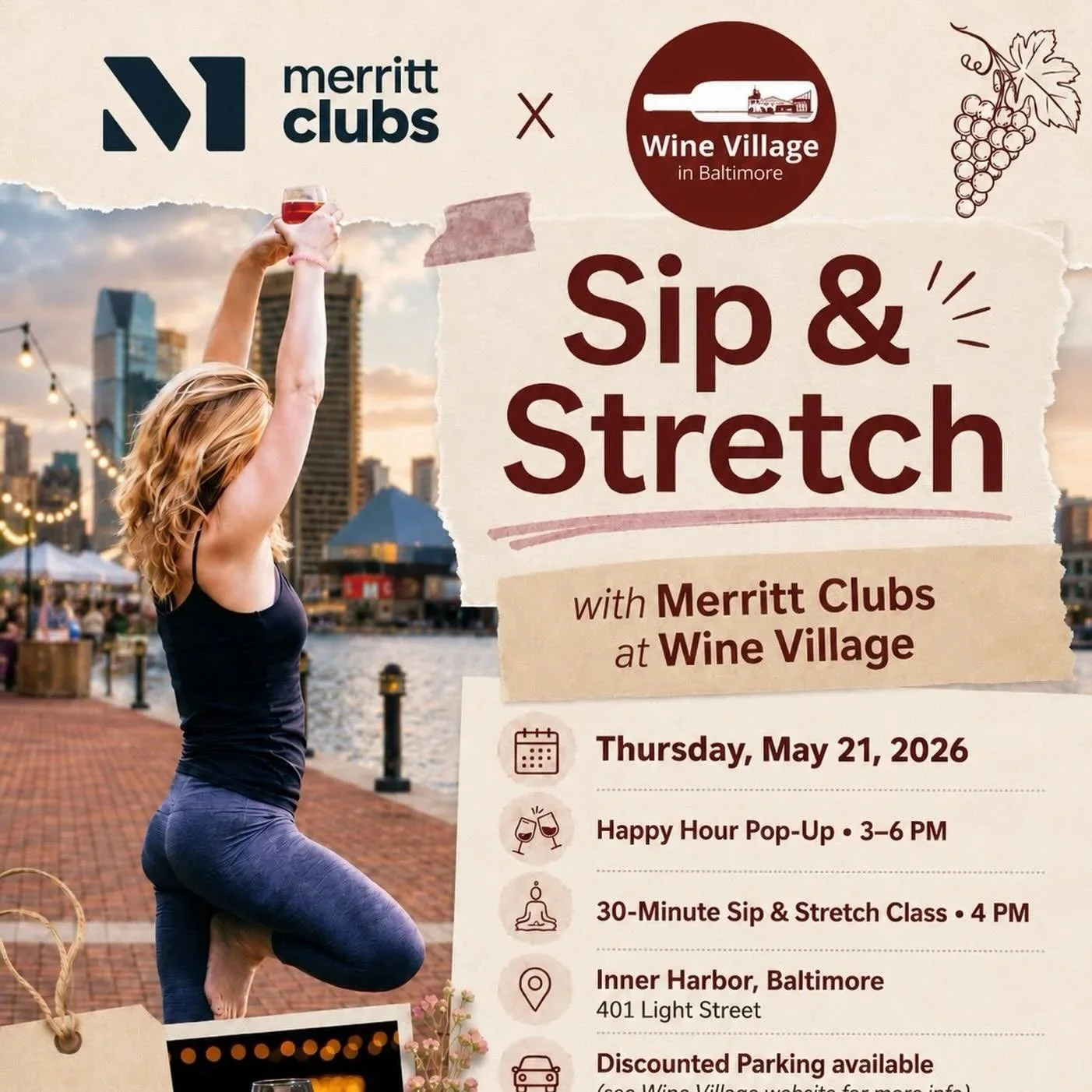 Sip & Stretch at Wine Village 