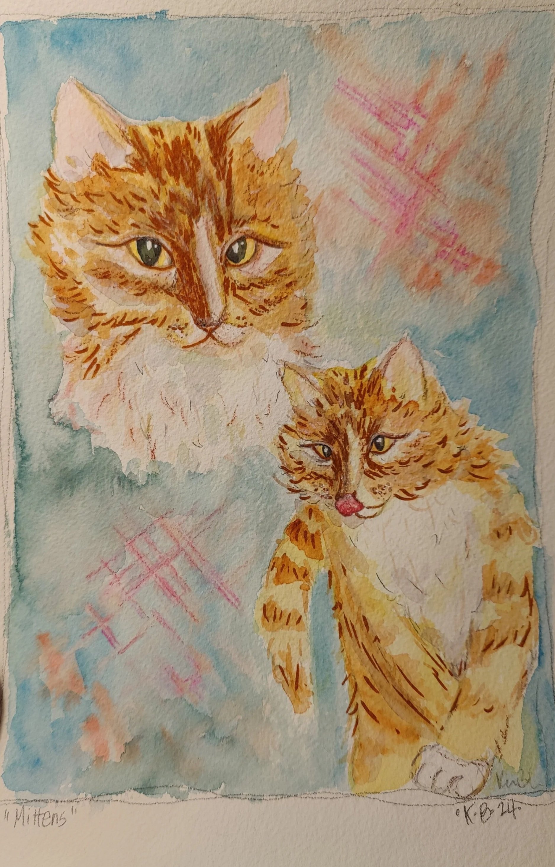 "Mittens". Pet portrait. Sold.