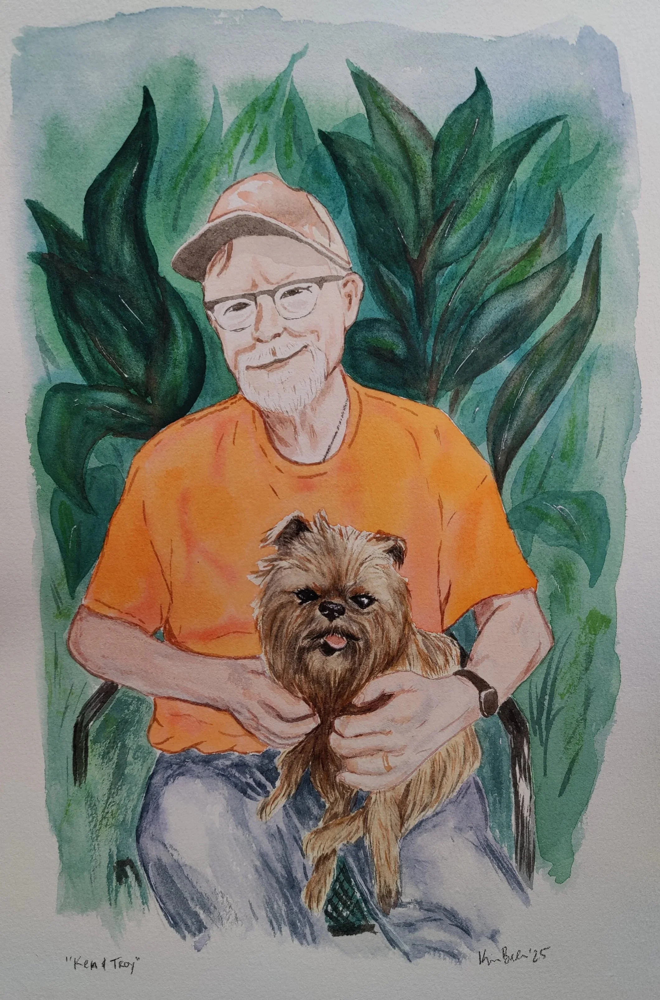 "Ken and Troy." Portrait of pet and owner. Sold.
