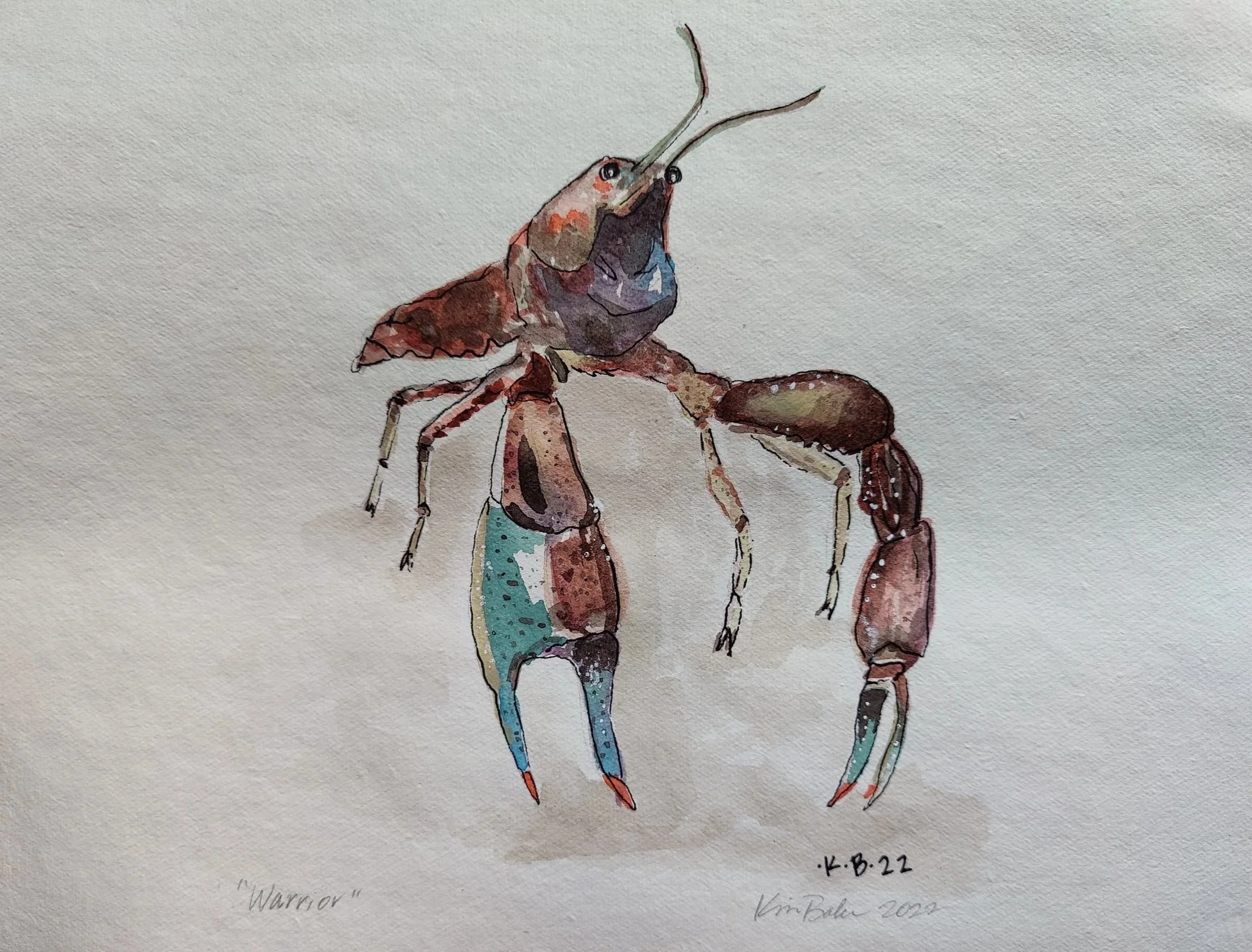 "Warrior." Watercolor on paper. Not available for sale; private collection.