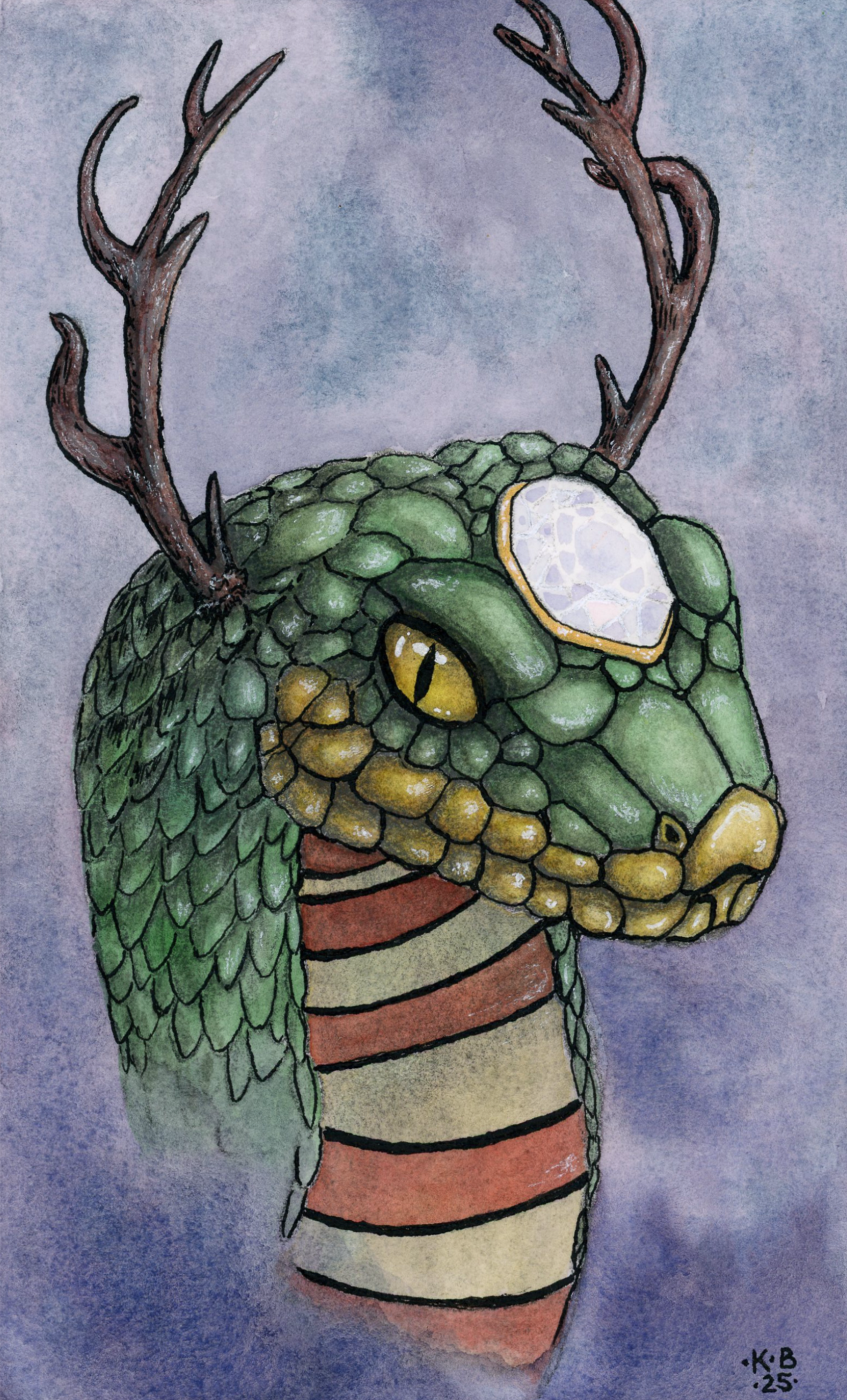 "Uktena's Gaze." Watercolor on paper. Private collection.