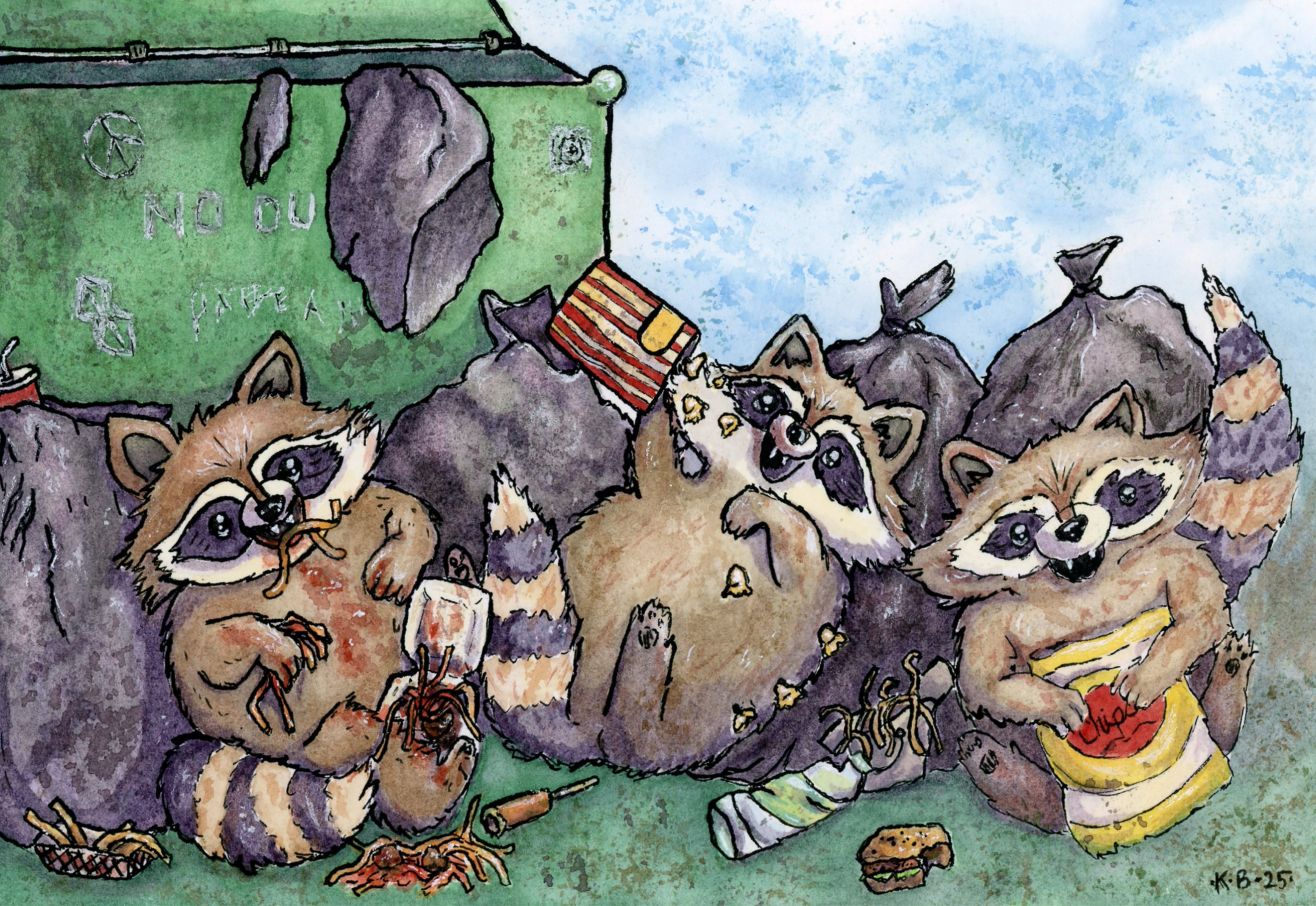 "JACKPOT!" Watercolor on paper. Private collection.