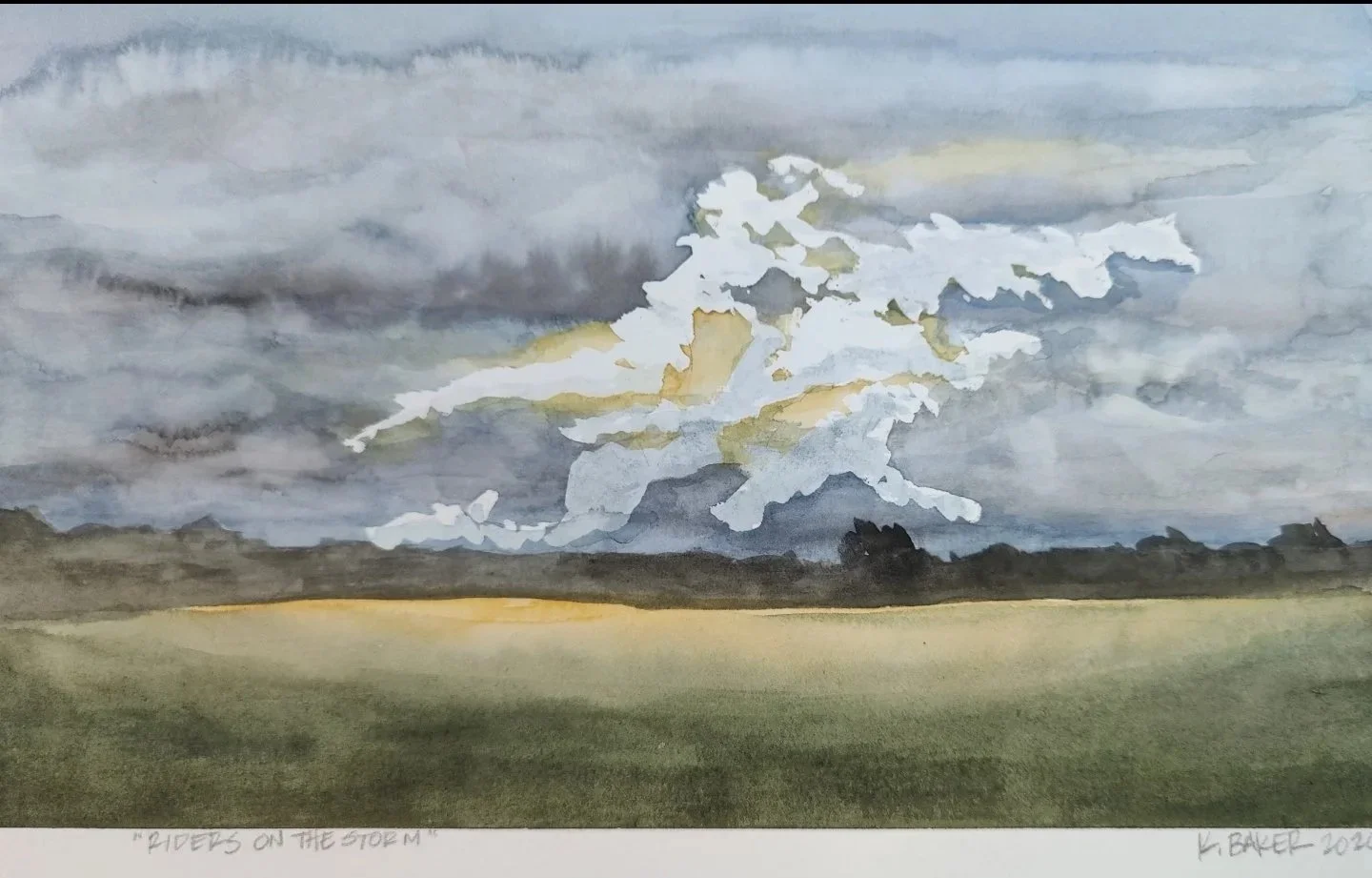 "Riders on the storm." Watercolor on cotton paper. Private collection. 