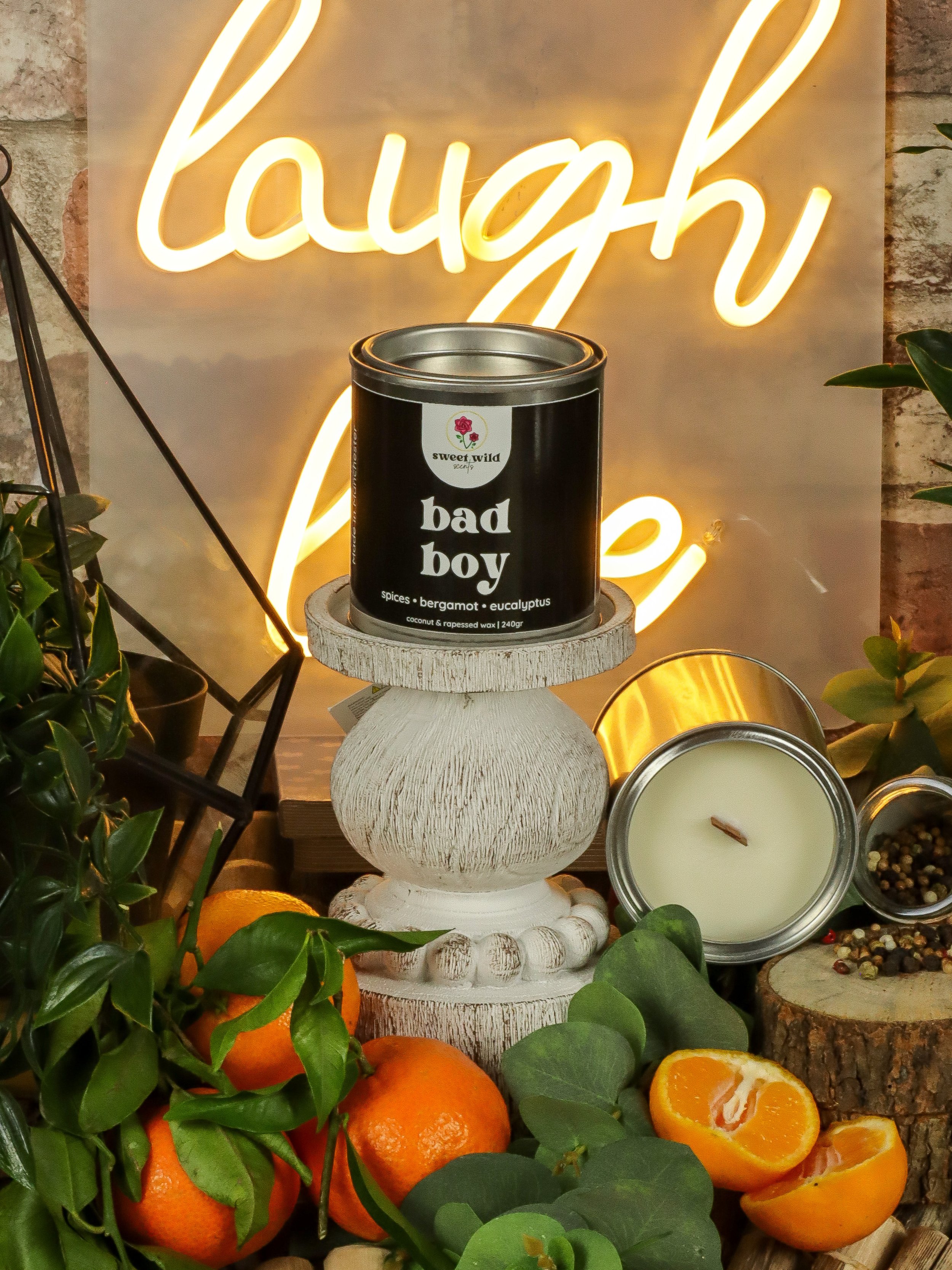 natural wax wood wick candle bad boy plant based
