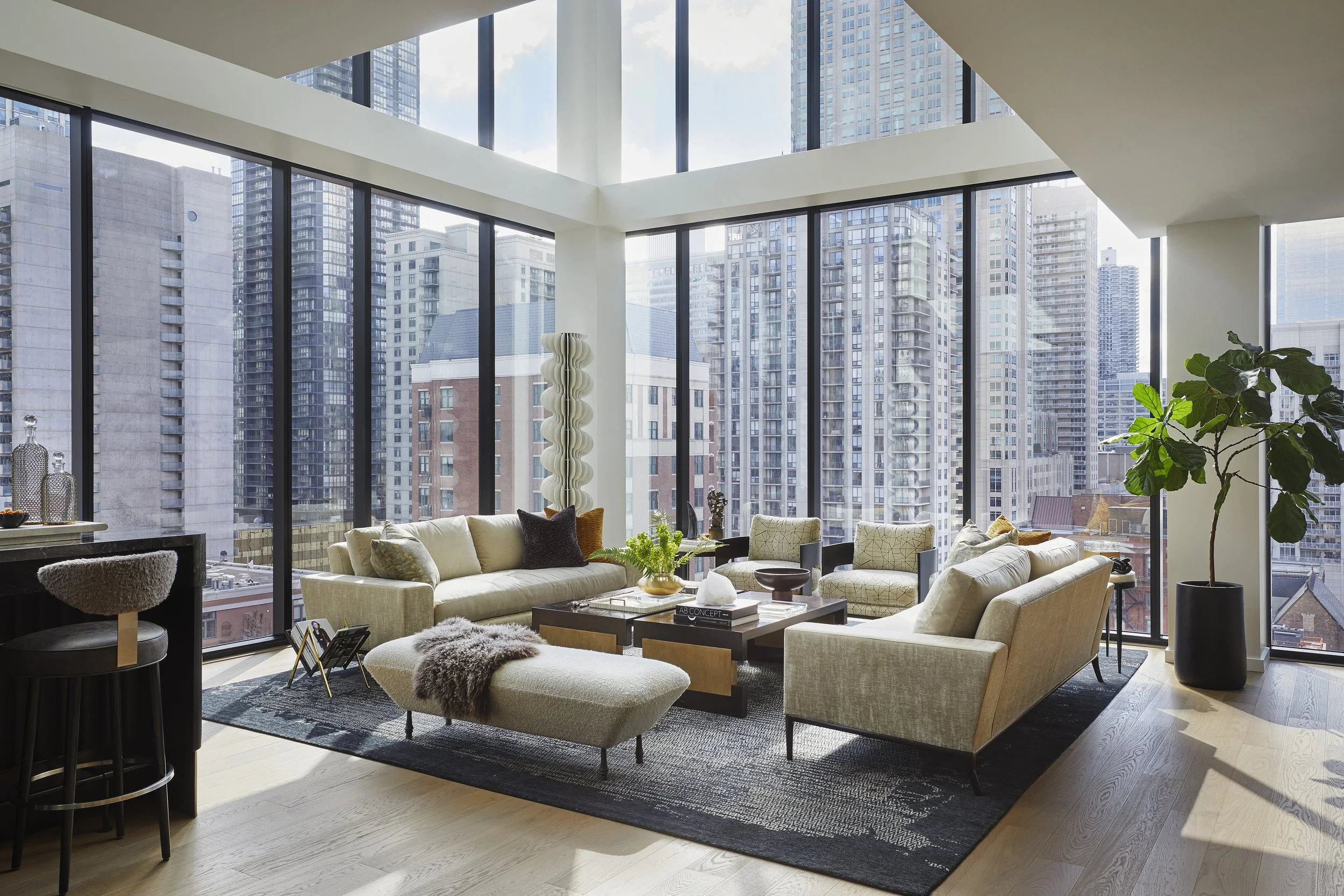 View of Chicago Penthouse Interior Design and Furnishings — Donna Mondi ...