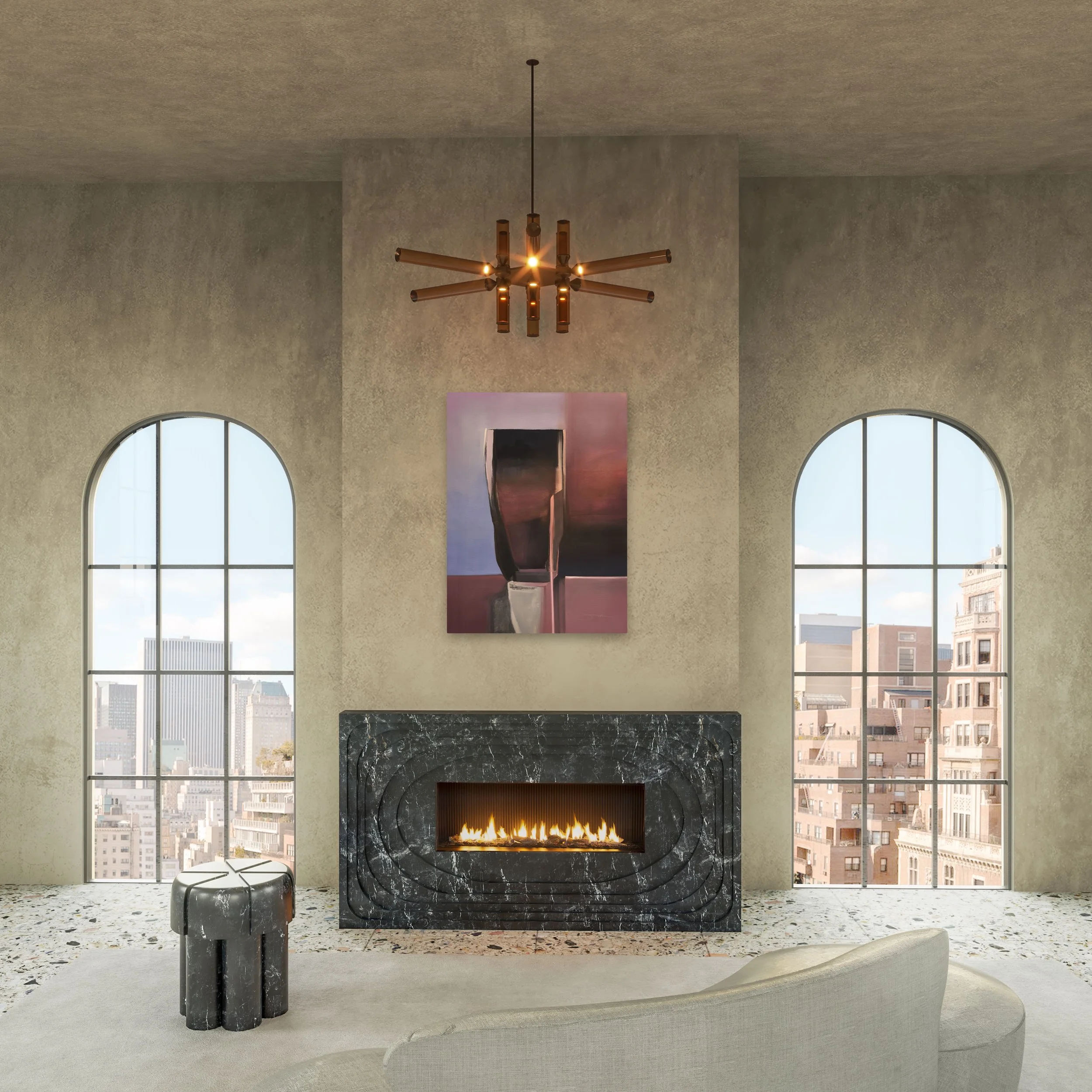 Mondi, The Modernist, Fireplace, Fireplace Surround, Breccia Nero Marble