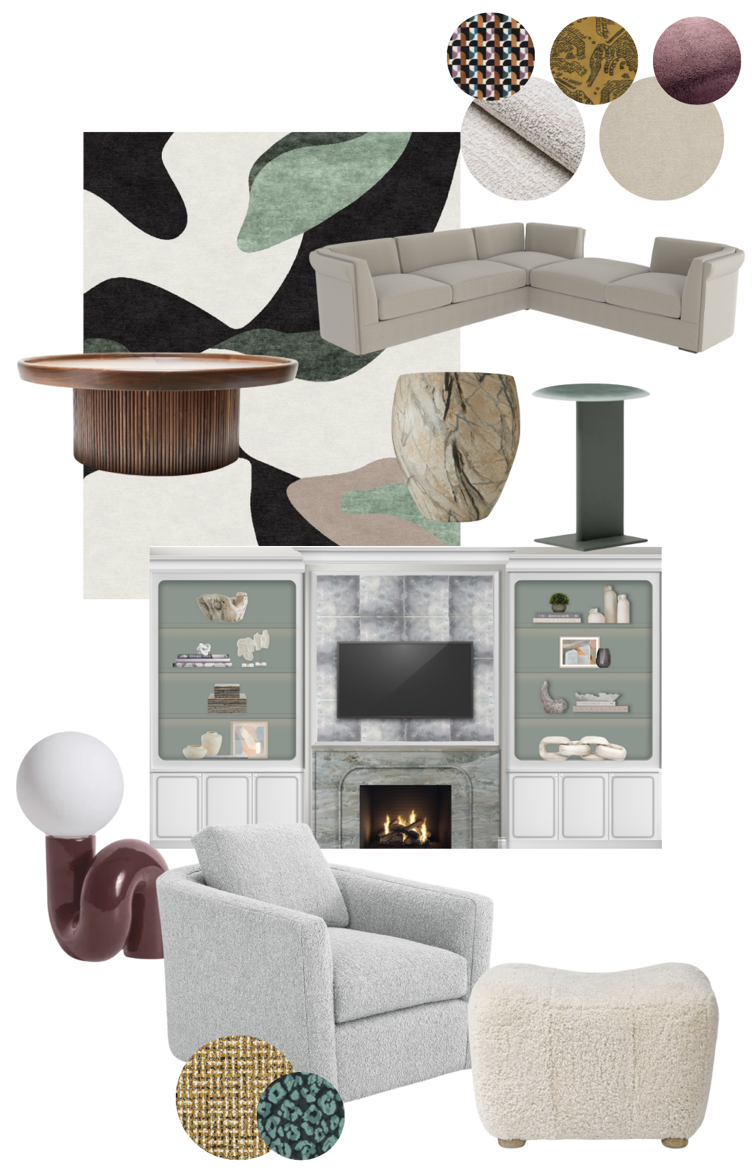 Mondi, Luxury, Chicago, Illinois, Denver, Colorado, Residential Interior Design, Interior Designer, Design Firm, Renovation, Bentonville, Arkansas, Mood Board, Rendering, Living Room