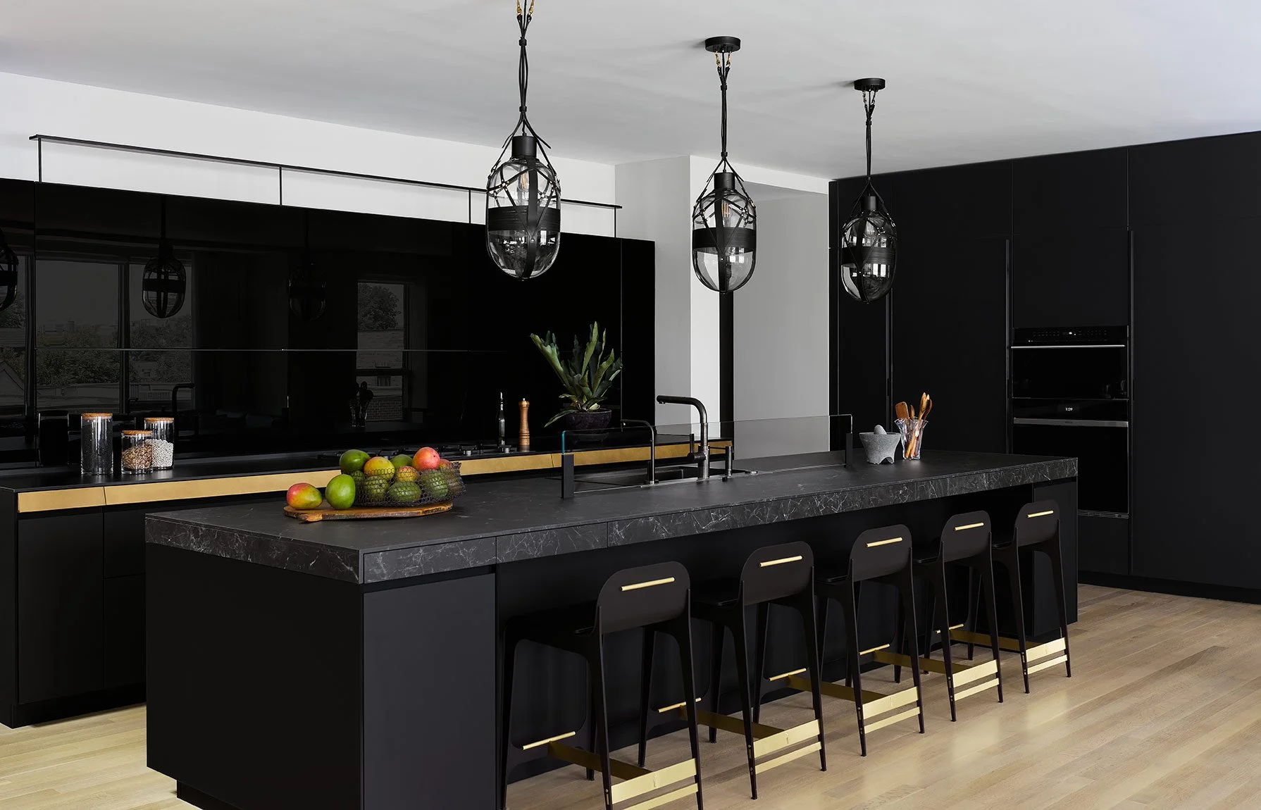 Mondi, Luxury, Dining Room, Chicago, Illinois, Denver, Colorado, Luxury Residential Interior Design, Luxury Interior Design Firm, Renovation, Kitchen, Kitchen Island, Modern, Black, Marble, Moody, Sleek