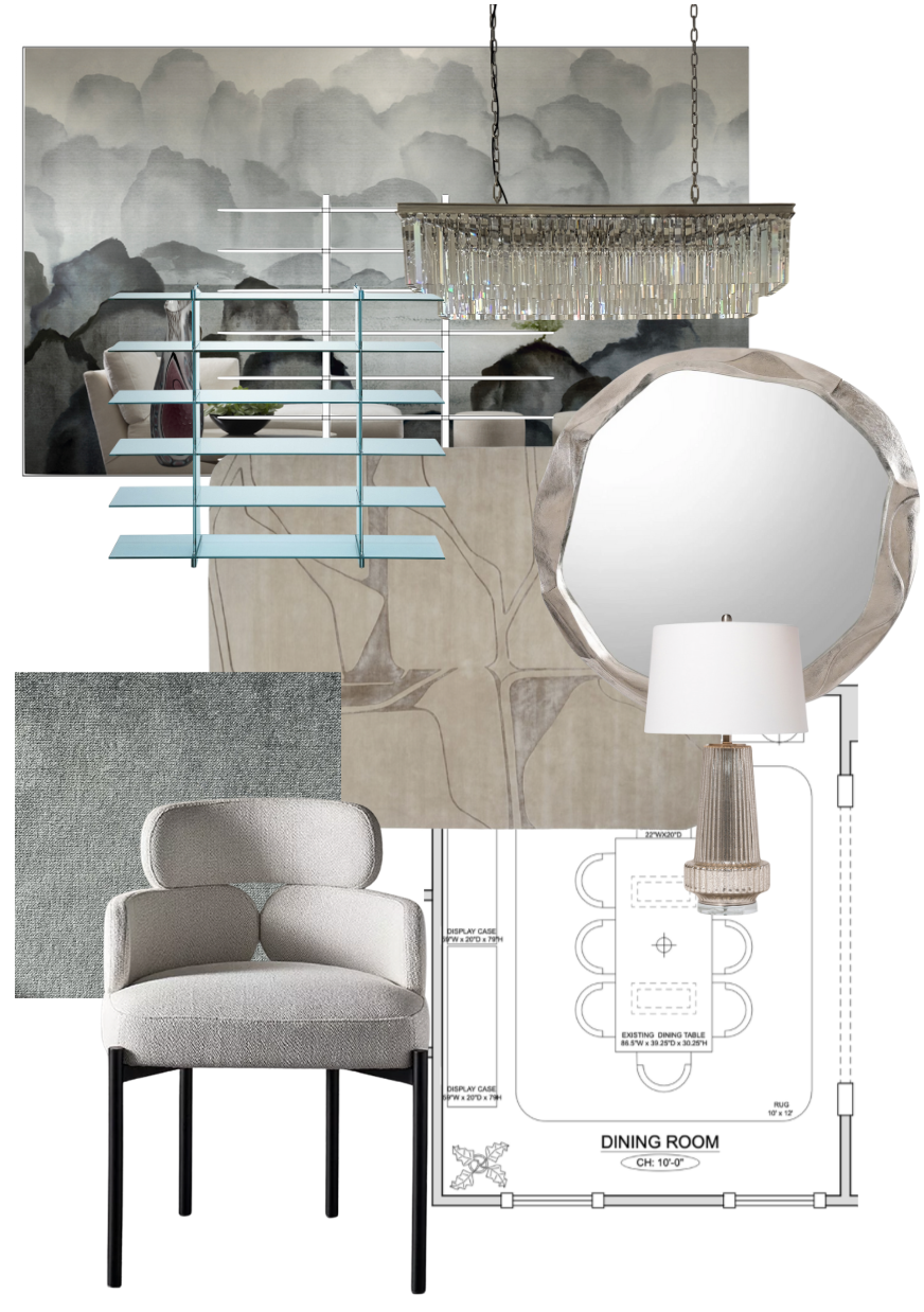 Mondi, Luxury, Chicago, Illinois, Denver, Colorado, Residential Interior Design, Interior Designer, Design Firm, Renovation, Bentonville, Arkansas, Mood Board, Floor Plan, Dining Room