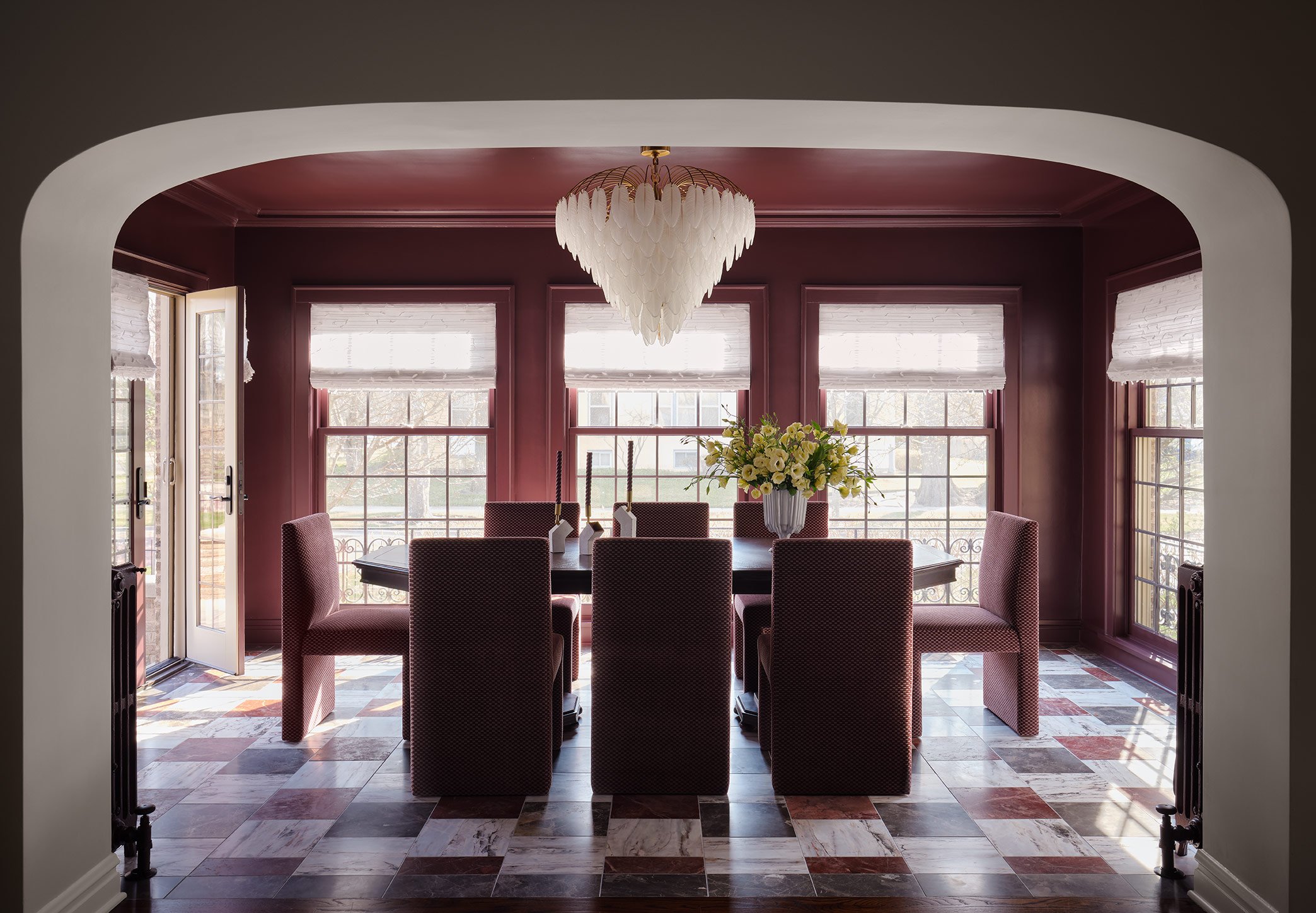 Mondi, Luxury, Dining Room, Chicago, Illinois, Denver, Colorado, Luxury Residential Interior Design, Luxury Interior Design Firm, Renovation, Moody, Color Drenching, Statement Lighting, Formal Dining Room