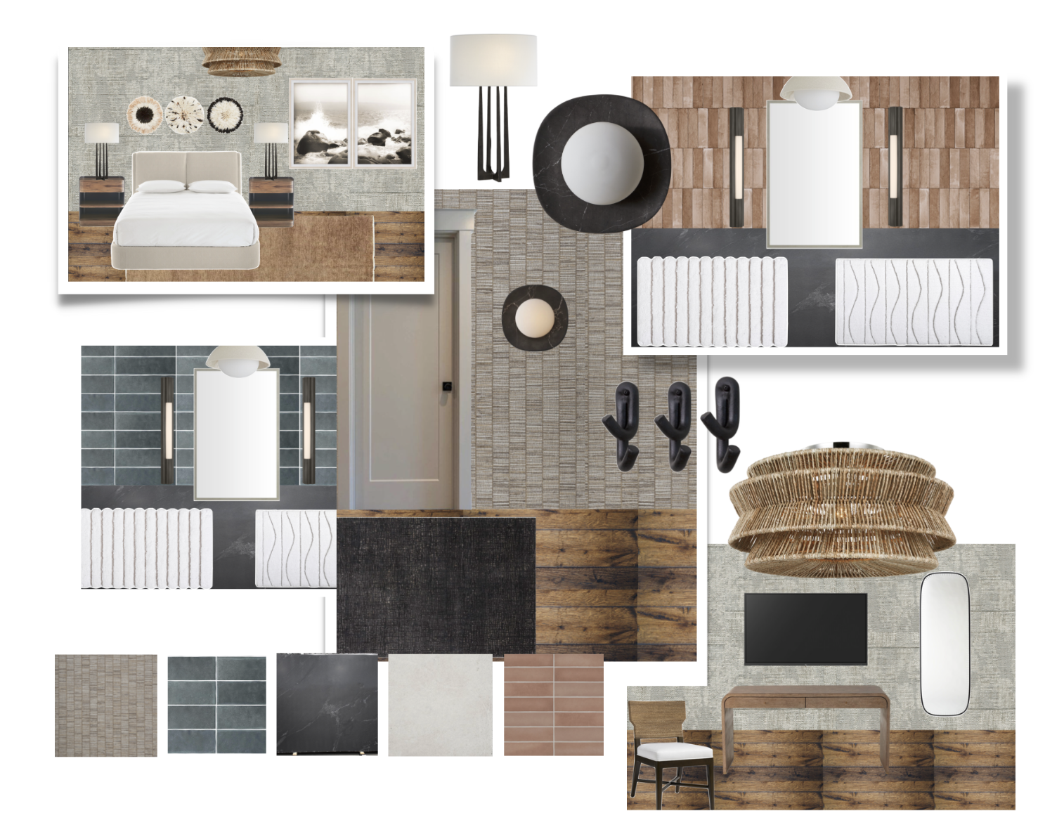 Mondi, Denver, Chicago, Design Firm, Interior Design Firm, Luxury, Michigan, Guest Bedroom, Guest Bathroom, Bathroom, Bedroom, Textiles, Tile, Earthy tones, Guest Retreat, Pool House