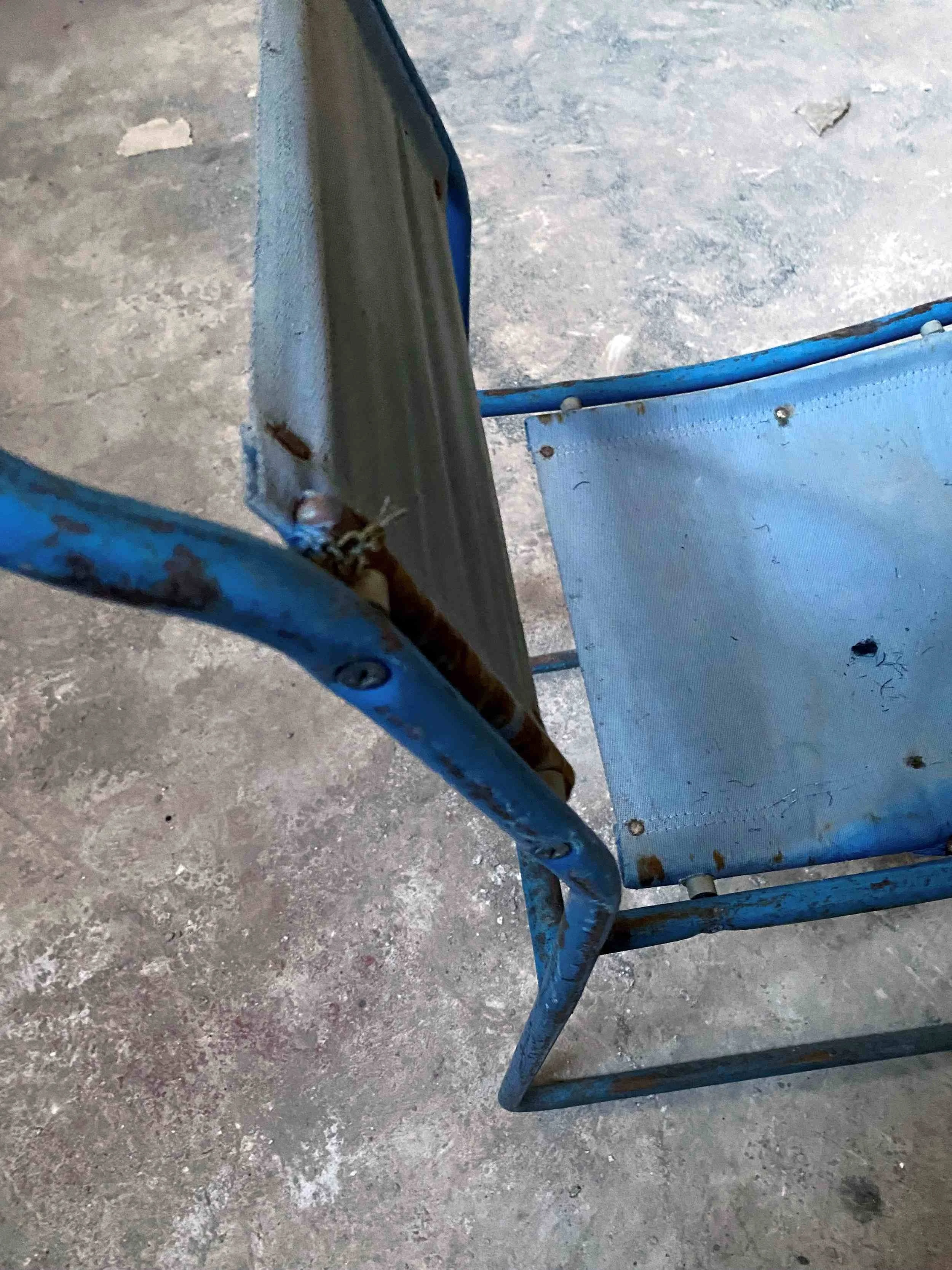 Industrial Style Blue Canvas Pel Chair Details