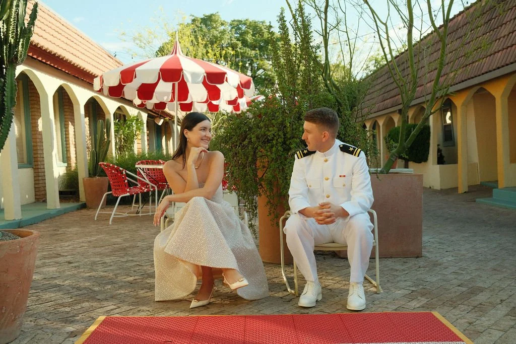 Austin Motel Elopement Portraits with Mod Retro Vibes