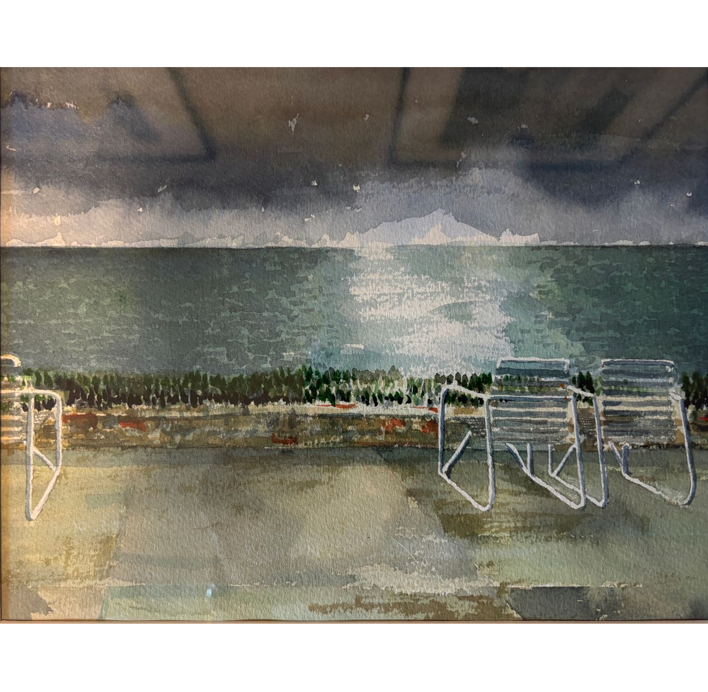 "Grand Cayman Evening"  - Transparent watercolor, approximately 10" x 7", matted and framed. $ 150 at gallery purchase only.
