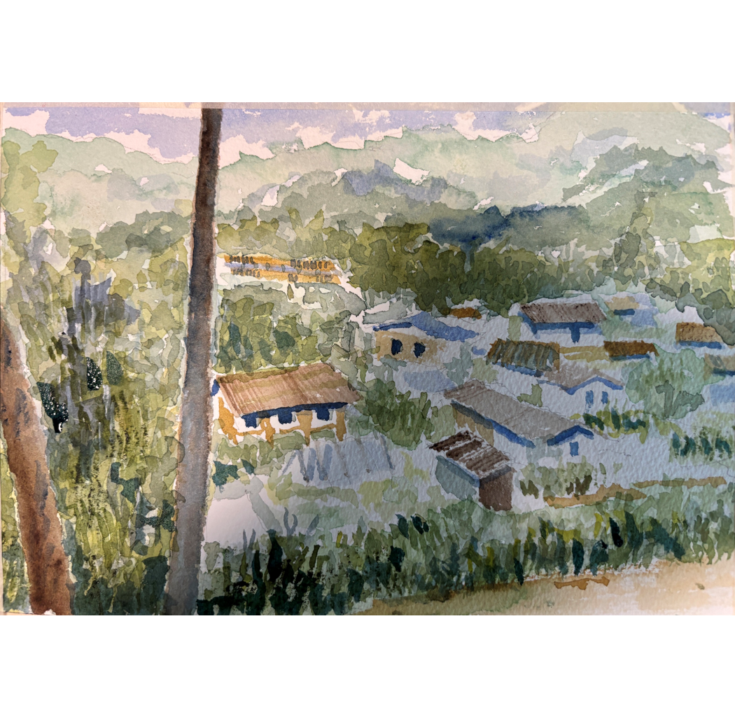 "Ban Ang Ka Noi" - Transparent watercolor, approximately 10" x 7", matted and framed. $ 150 at gallery purchase only.