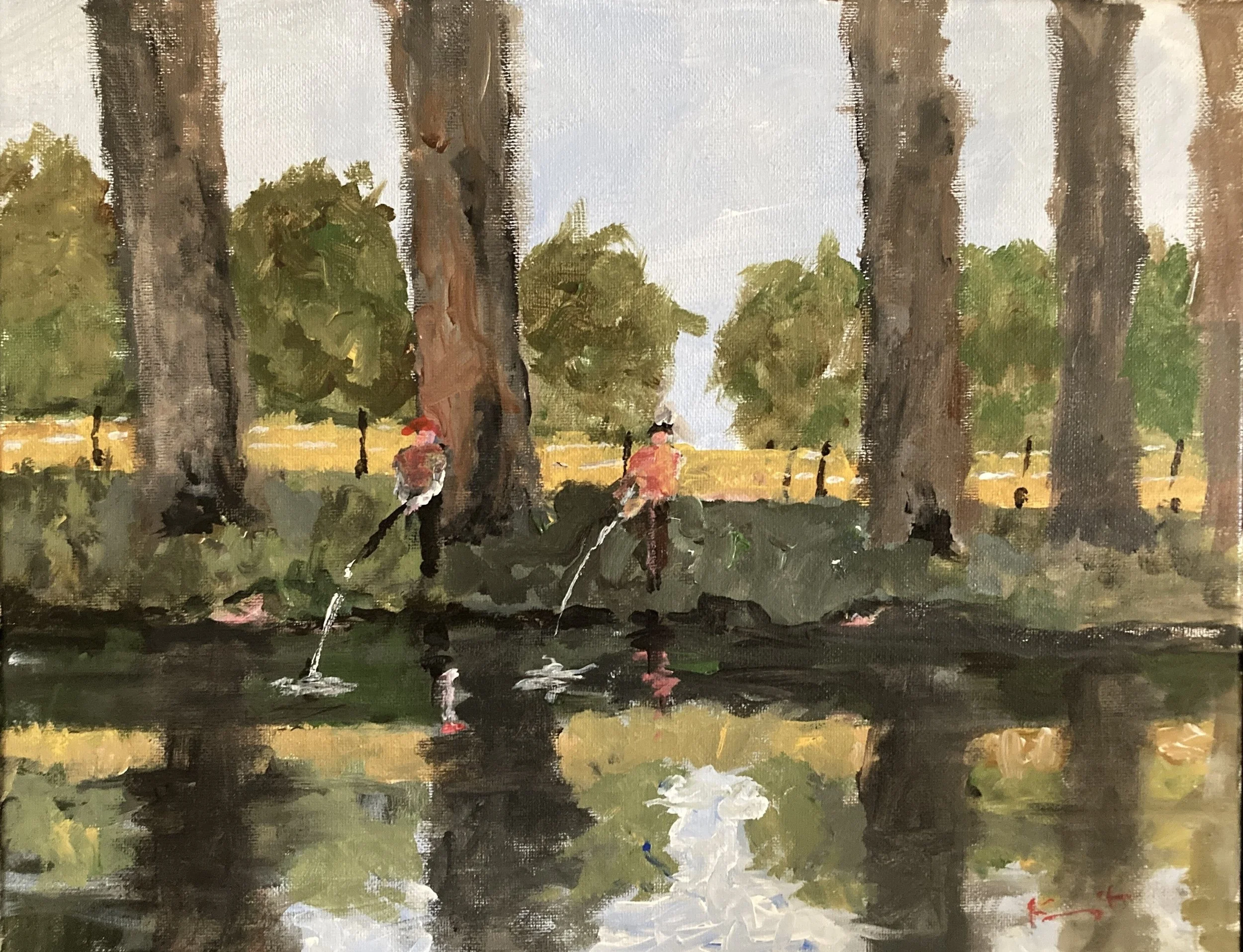 "Catfish Dinner"   14" x 11" Acrylic 
$150 , gallery purchase only.