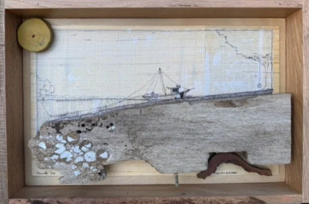 "Magnolia Allision" Construct, mixed media with found objects, approximately 12" x 18".  $150 - at gallery purchase only. SOLD