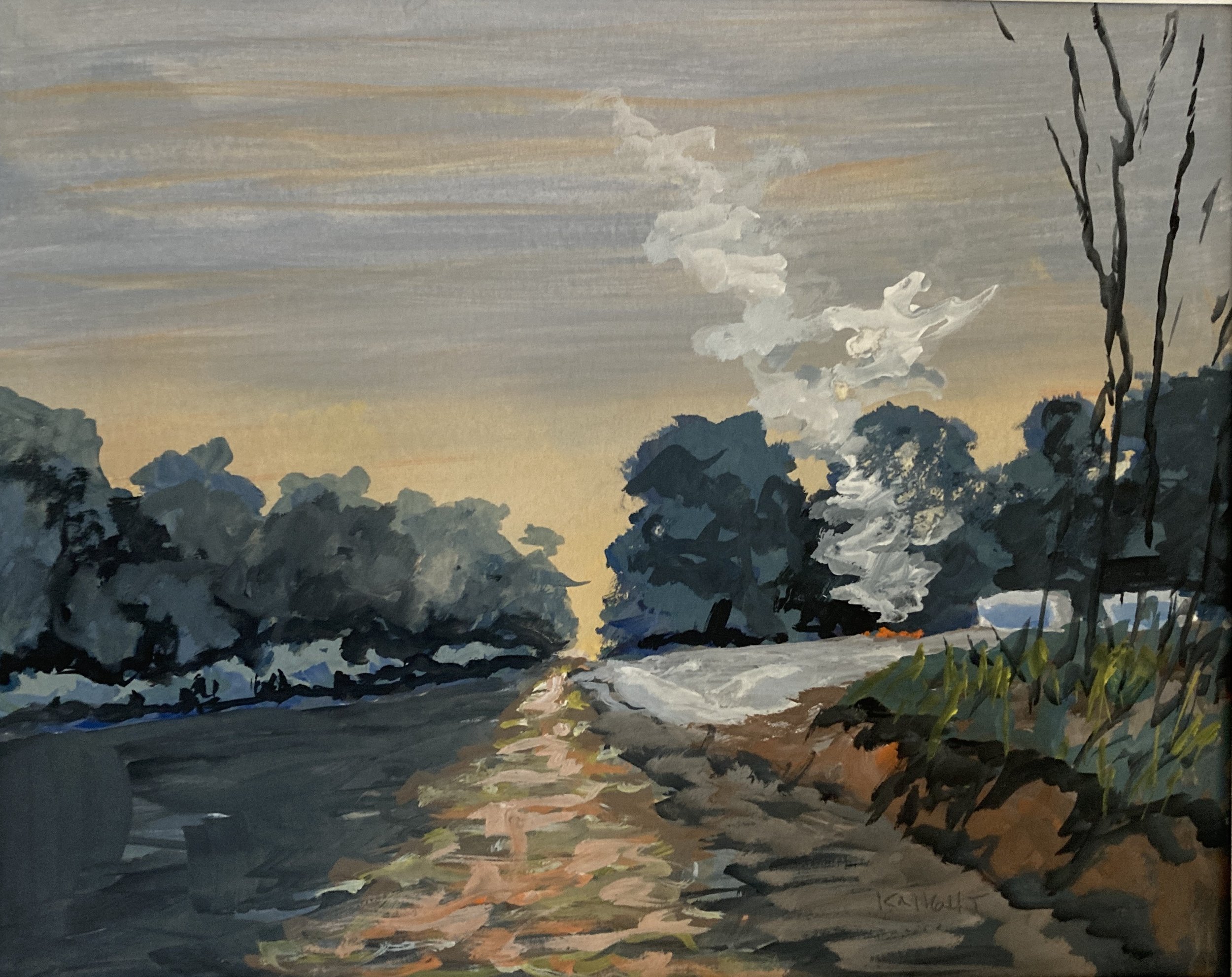 "Murder Creek Sandbar Hilton"   14" x 11"   Gouache 
$150 , gallery purchase only.