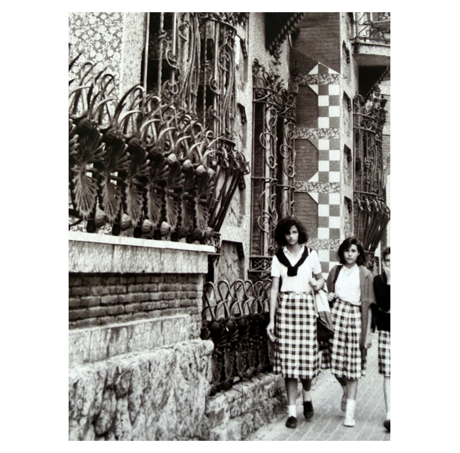 "Barcelona Girls" Black and white photo approximately 6" x 4" , matted, NFS.