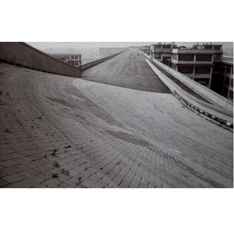 "Test Track West" Black and white photo approximately 4" x 6" , matted, NFS.