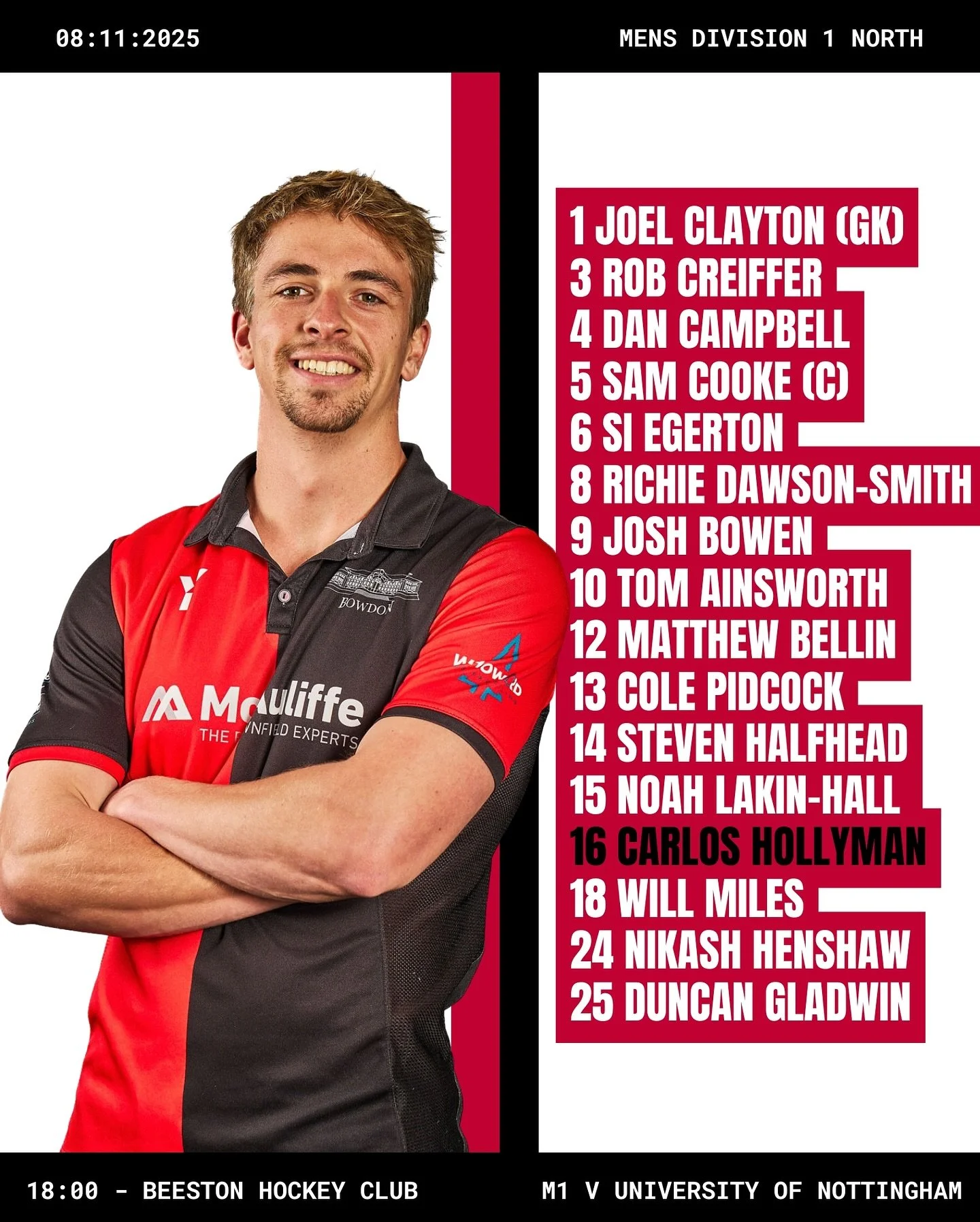 Good luck to our M1s away v Nottingham Uni today. Let&rsquo;s go for 14 boys 😉❤️🖤

#redandblackattack #oneclubasoneteam