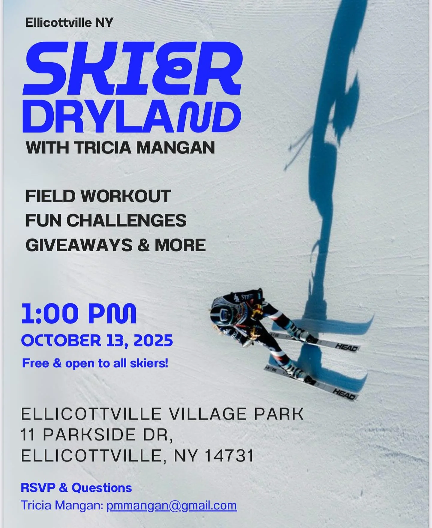 β·οΈ Calling all skiers!
Join Tricia Mangan for an action-packed Skier Dryland session — a fun, high-energy field workout to get you race-ready before the snow flies! πͺβοΈ
π Ellicottville Village Park
ποΈ Monday, October 13th @ 1:00 PM
π Fun c