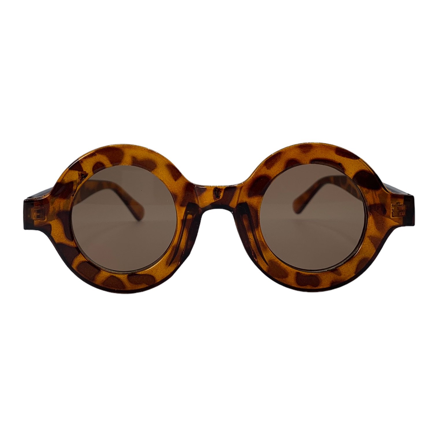 Thick Round Transparent Giraffe Frame Brown Tinted Lens Sunglasses Straight Up