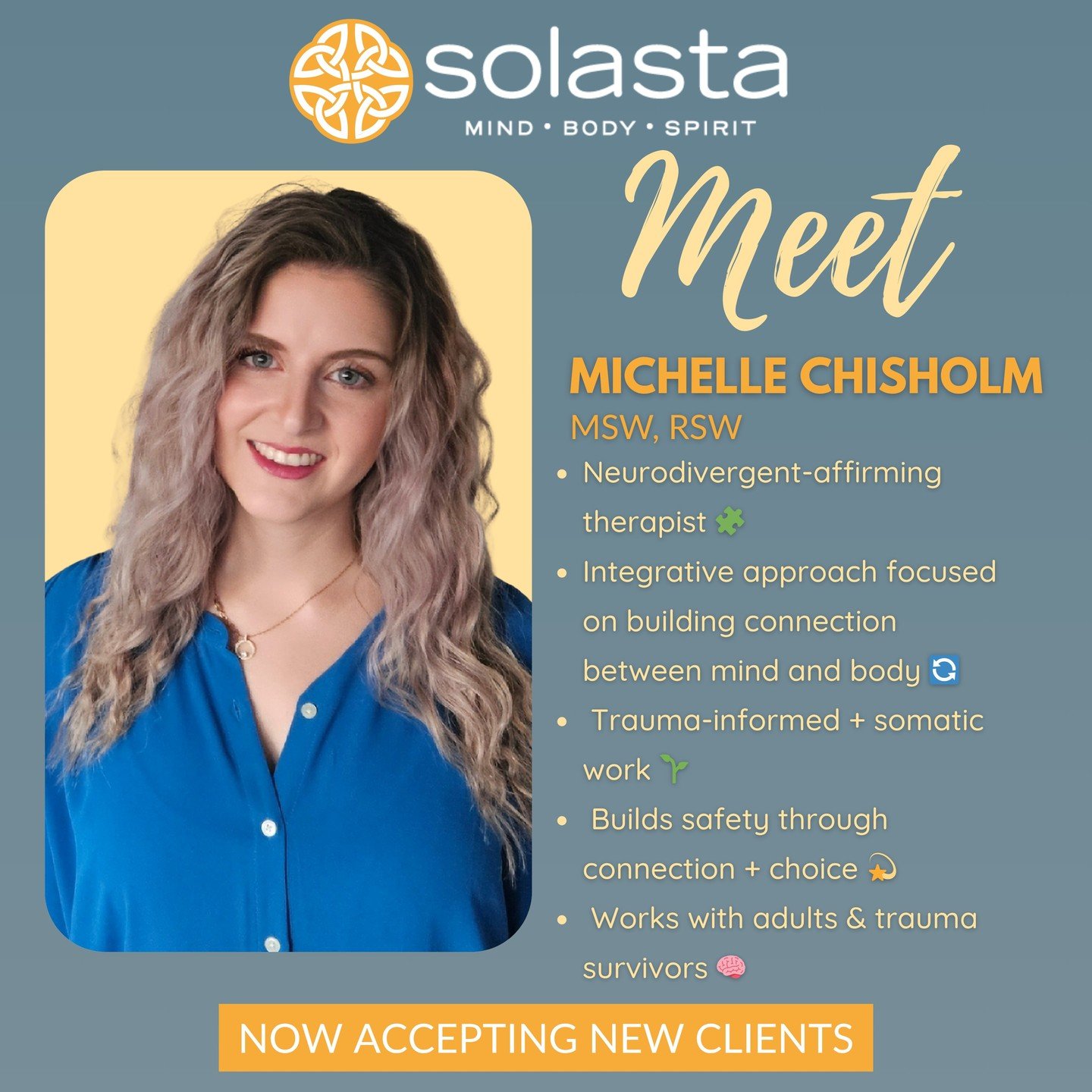 🌟 Say hello to Michelle Chisholm&mdash;our specialist in neurodivergence and trauma-informed care. 

Michelle's compassionate, collaborative approach helps clients navigate PTSD and regulate their nervous systems for holistic healing.

📞 (902) 880-