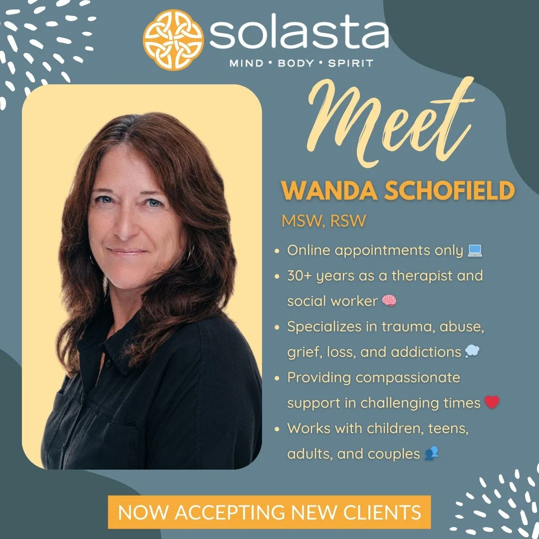 Meet Wanda Schofield, MSW, RSW 💛
With over 30 years of experience, Wanda brings deep compassion, steadiness, and care to people navigating trauma, grief, loss, and addiction. She works with children, teens, adults, and couples, and offers online app
