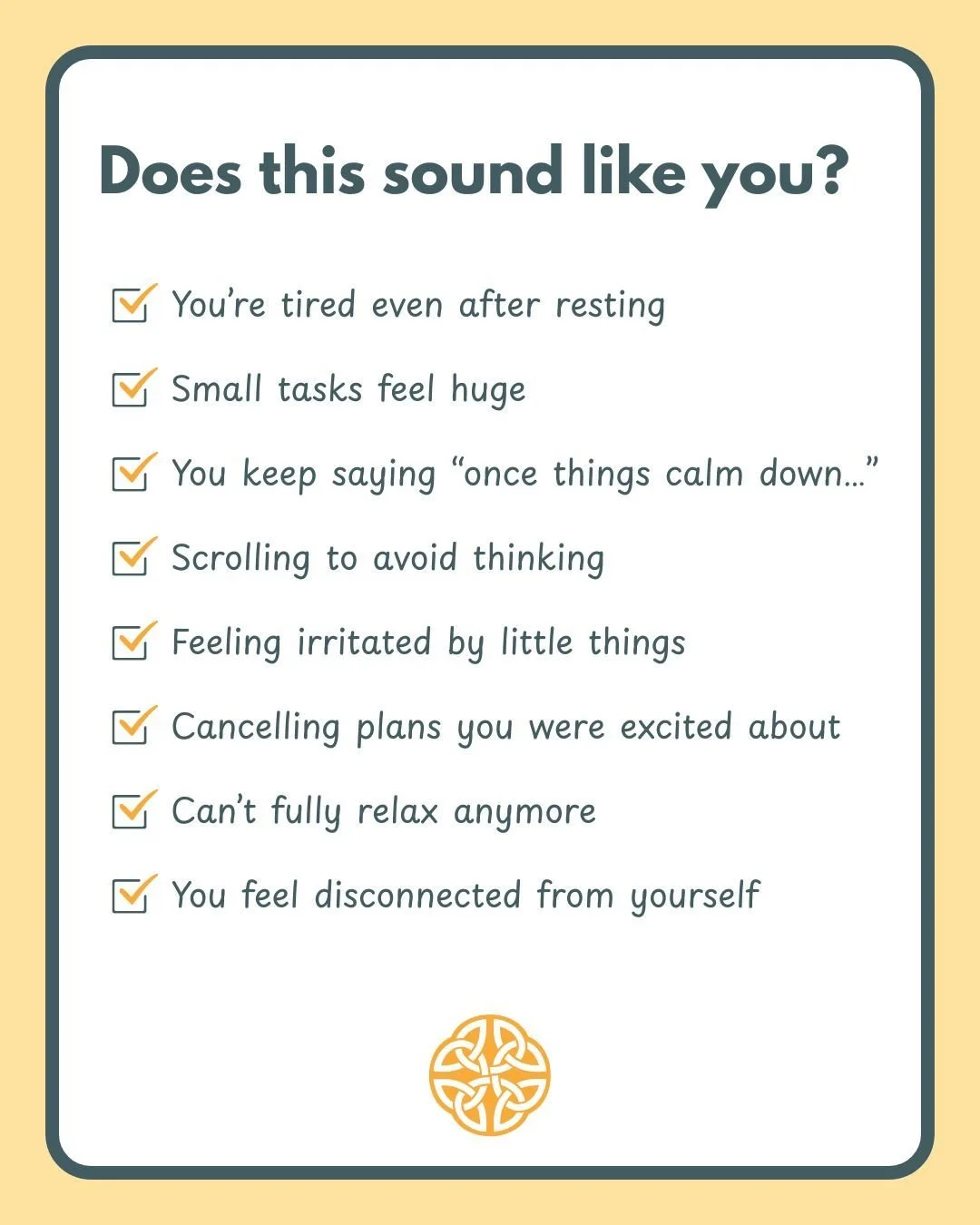 Does this sound familiar? A lot of people are running on emotional overload, without even realizing.

When stress builds slowly over time, it can start to affect motivation, patience, sleep, focus, relationships, and even your sense of who you are.

