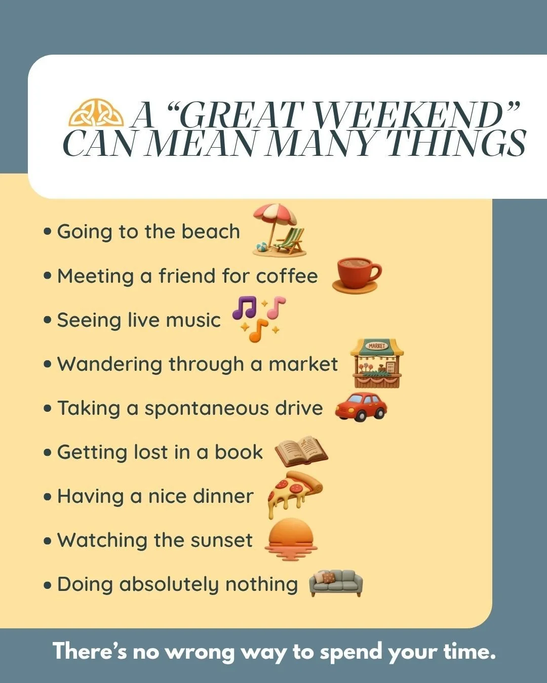 The weekend doesn't need to be memorable, productive, adventurous, or Instagram-worthy to be great. 

Whether you're horizontal on the couch, or out exploring the city, we hope it's refreshing. 💛

#WeekendVibes #TGIF #Halifax #HalifaxMentalHealth #M