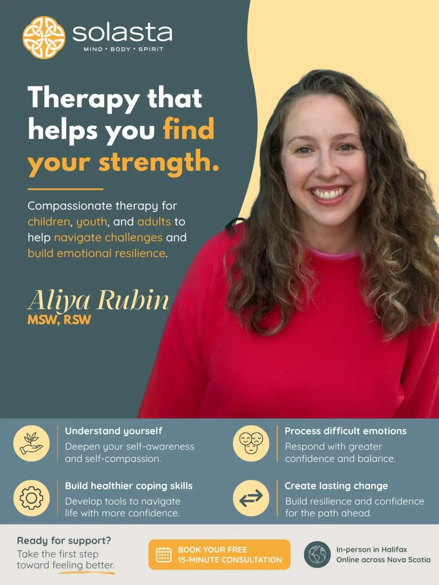 Figuring things out starts with having the right support to help you along the way. 💛

Aliya offers compassionate therapy for children, youth, and adults, helping you better understand yourself, work through difficult emotions, and build skills for 