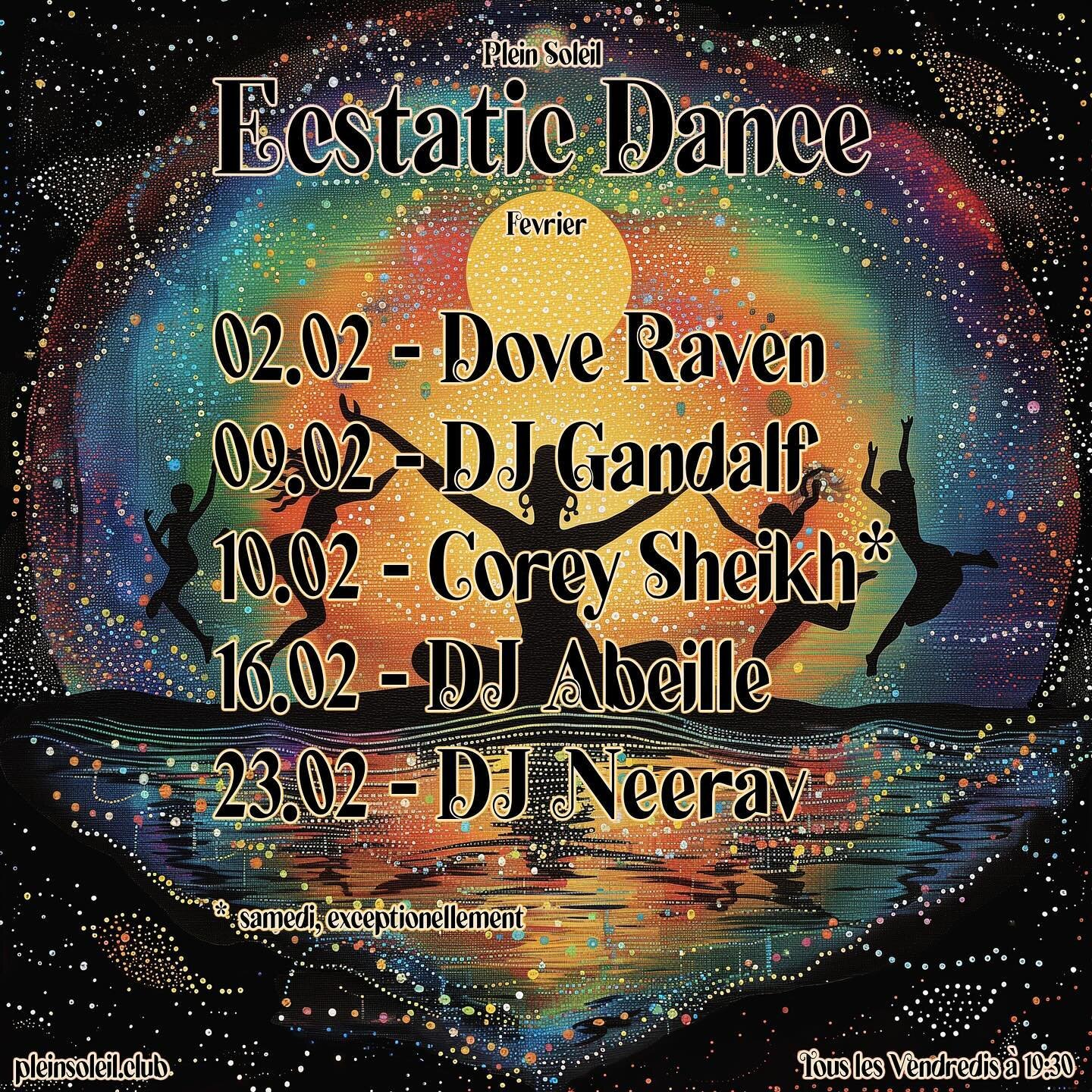 Welcome February 🪩🎶🔥
We are obsessed with this line up!

This month is your chance to dance!
Which ones are you coming to?

Check our link in bio to know more about Ecstatic  Dance and get tickets.

👯&zwj;♀️🫧🕺🏻

Bienvenue f&eacute;vrier 🪩🎶🔥