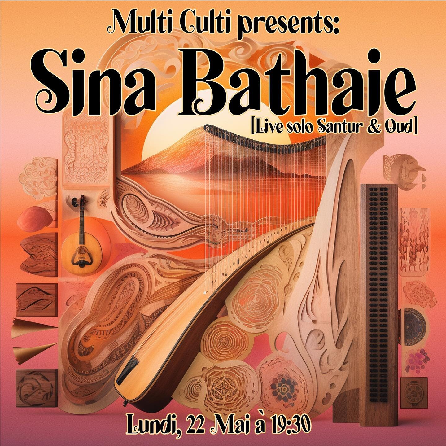 How to finish this beautiful long weekend ☀️🎶
Sina Bathaie, live solo Santur &amp; Oud, presented by Multi Culti
Intimate set up, limited space
DM for info
