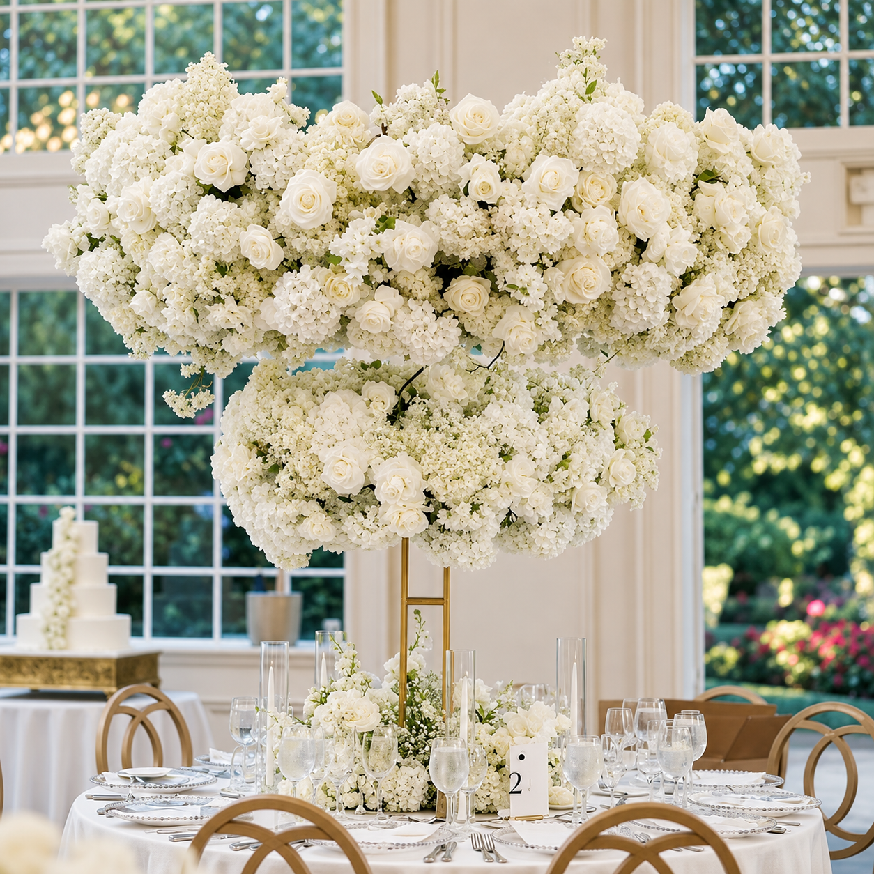 Floral opulent centerpiece rental with silk faux florals in nj