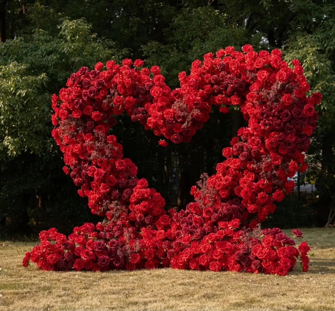 heart engagement arch backdrop flowers will you marry me rental