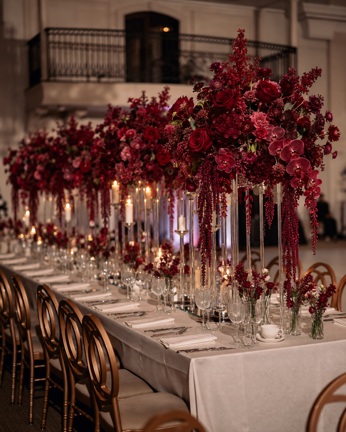 red silk centerpieces for rent in nj ny