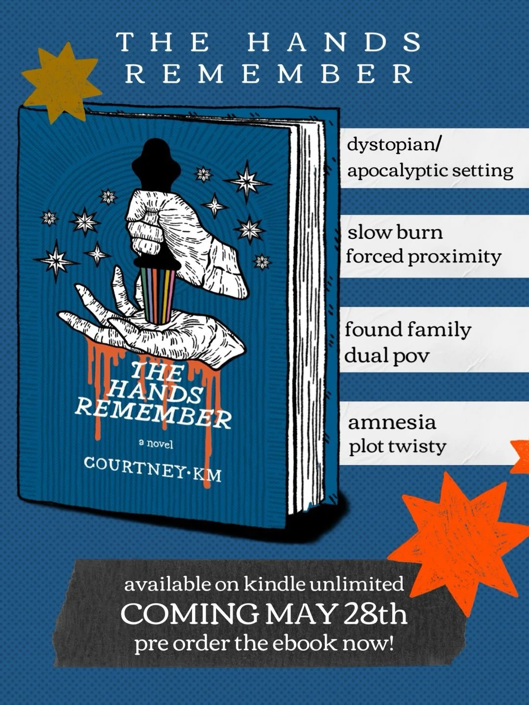 Introducing my mind-bending debut novel, The Hands Remember, where a woman with no memories and deadly skills makes a deal with an enigmatic captain of a mysterious and dangerous organization, in a last-ditch effort to save what&rsquo;s left of human