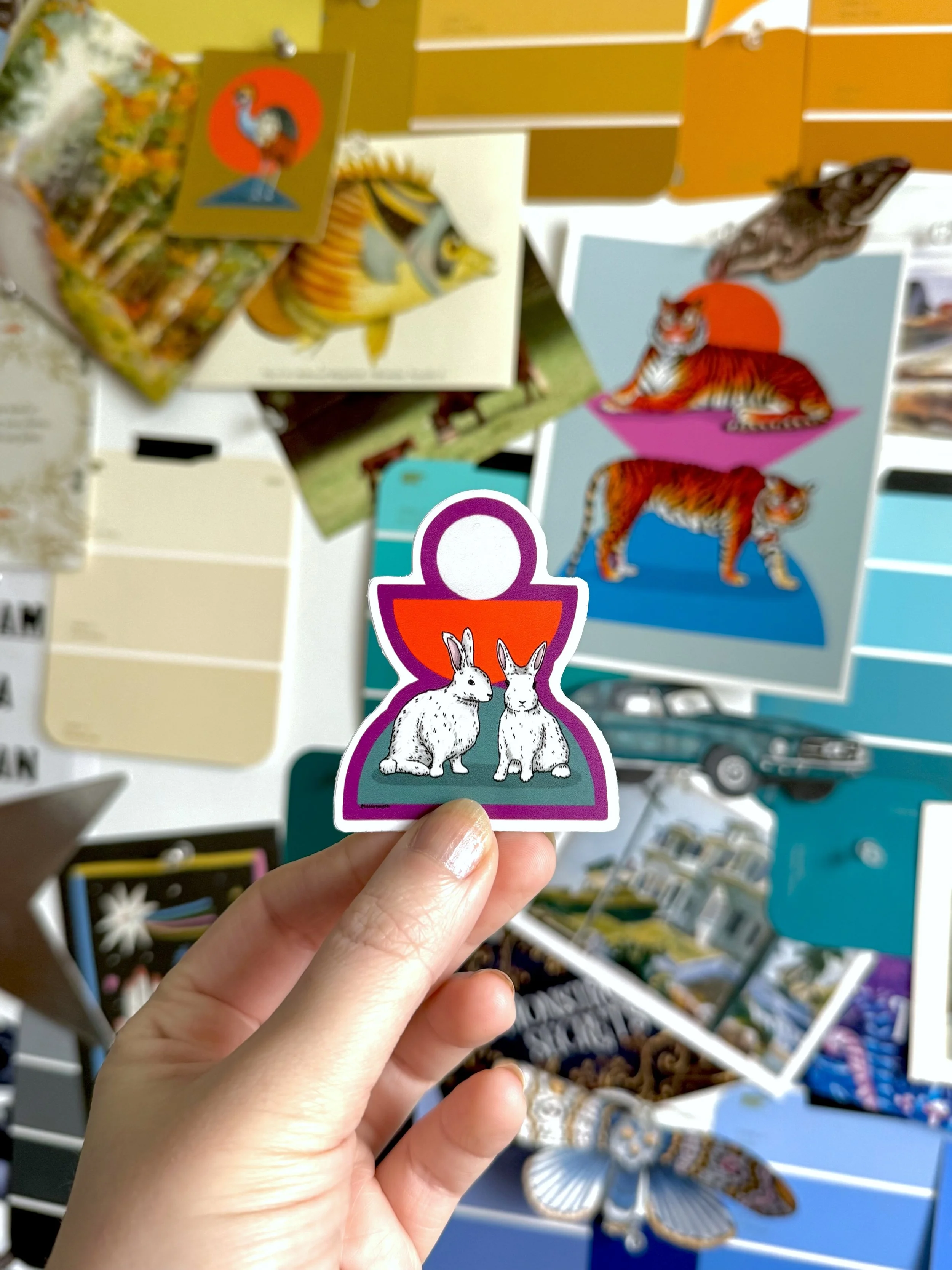 American White Rabbits Vinyl Sticker