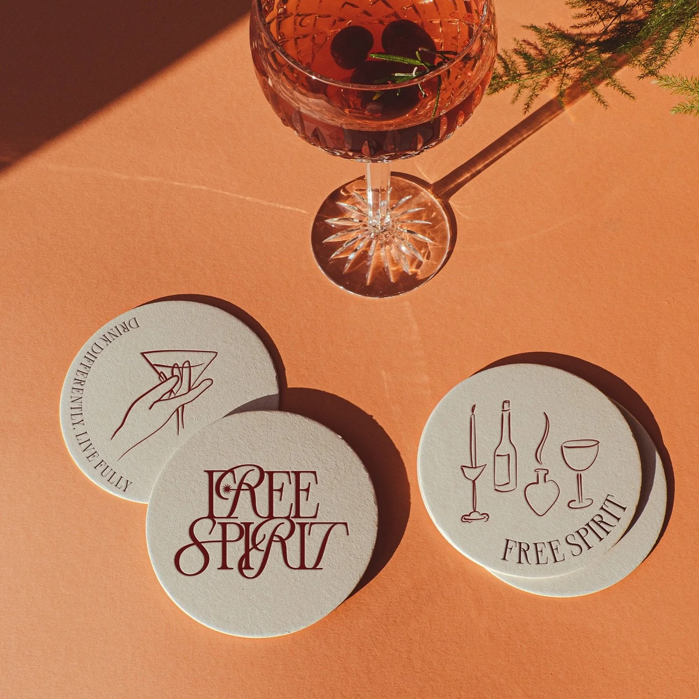 brand identity &amp; illustrations for Free Spirit Beverage Co. 🕊️🥂🌙🥀