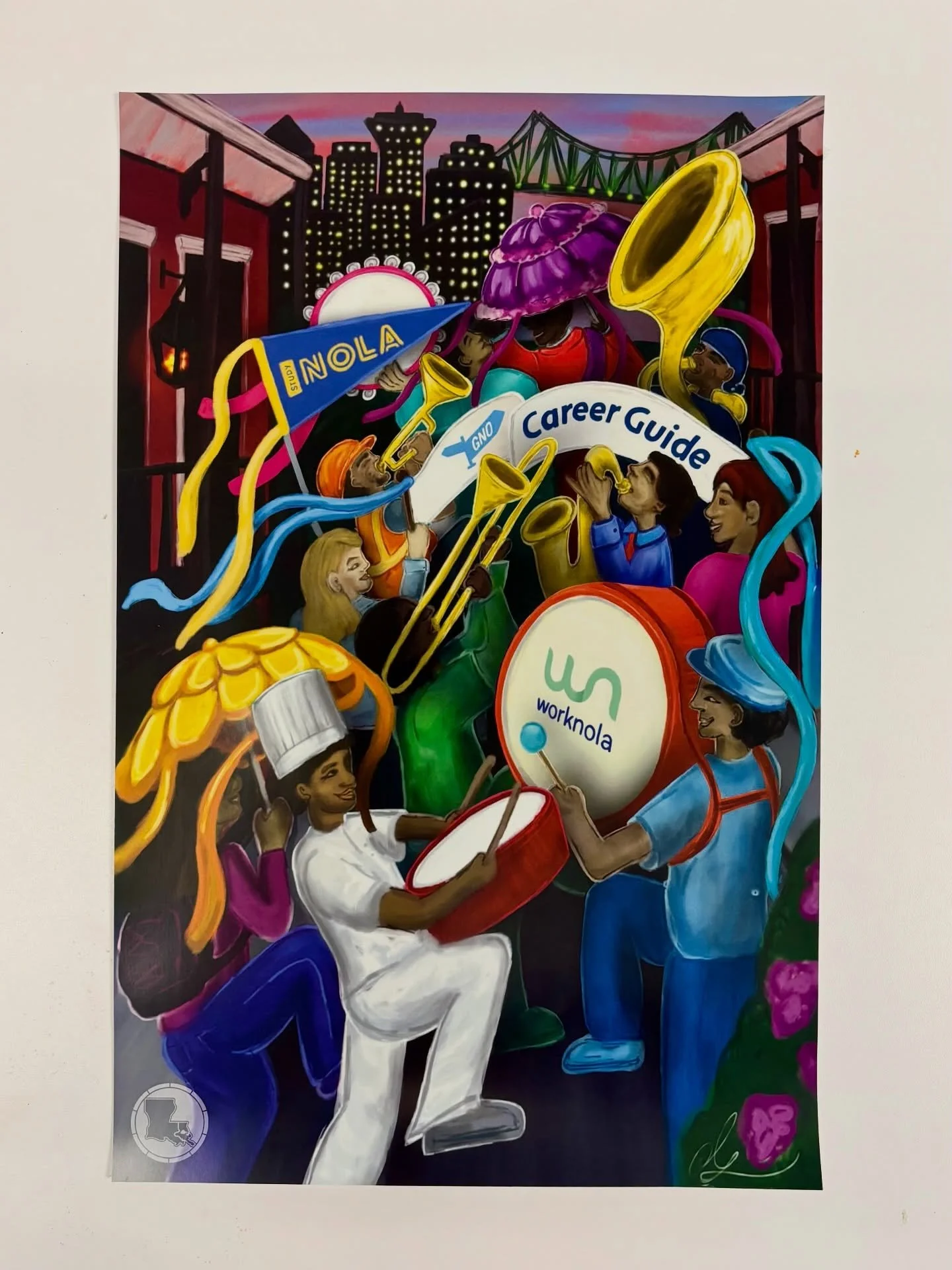 Poster reveal for the GNOu Summit ✨

Getting to illustrate a festival style poster that wrapped workforce and education development in a second line celebration with brass bands and all the energy of our city felt like the perfect fit. Really proud o
