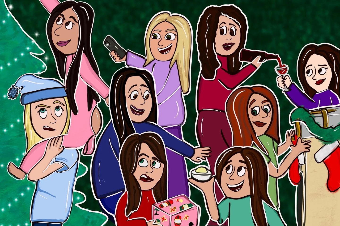 Merry Christmas! Here is a Christmas cartoon I made of my amazing group of friends in 2020. I absolutely loved capturing everyone&rsquo;s personalities and the chaos that is bound to ensue every time we&rsquo;re together. May your holiday celebration