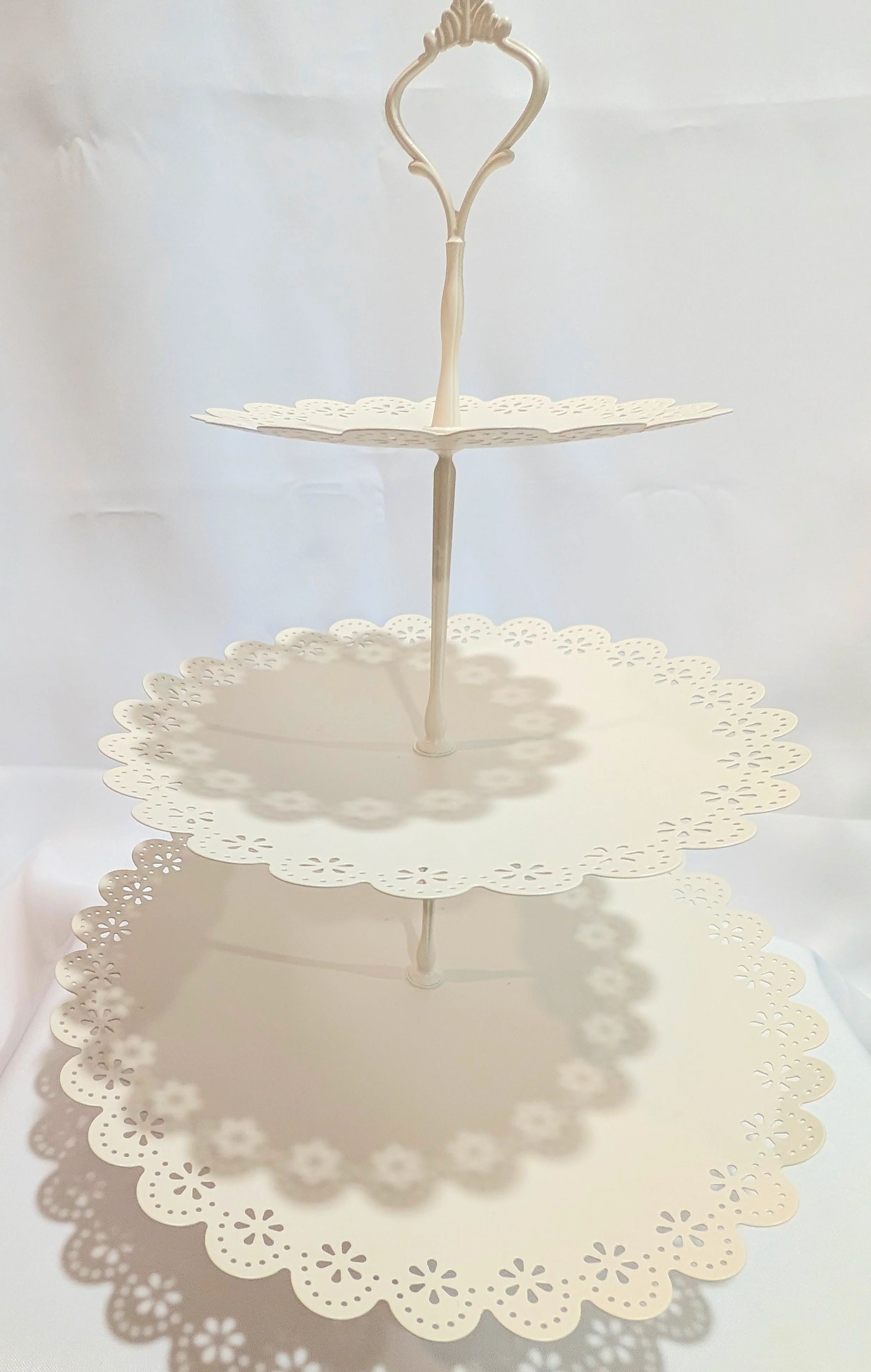 3-tier Petit Four tower. Approx 17" tall. Qty 1.